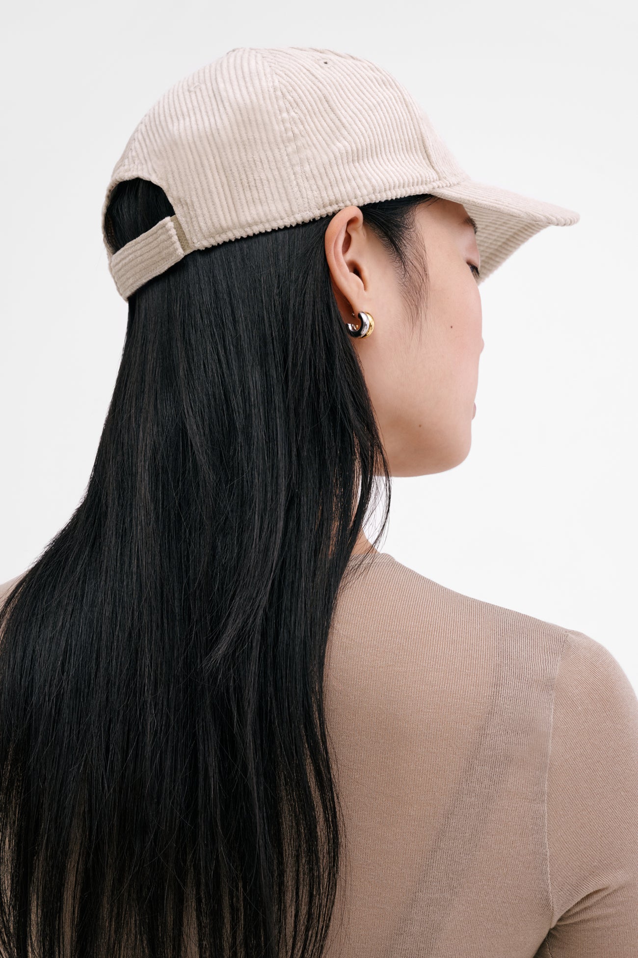 Off White Textured Ribbed Cap - Mason Corduroy Baseball Hat