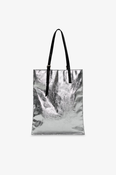 Silver Distressed Leather Tote Thorton Tote Marcella