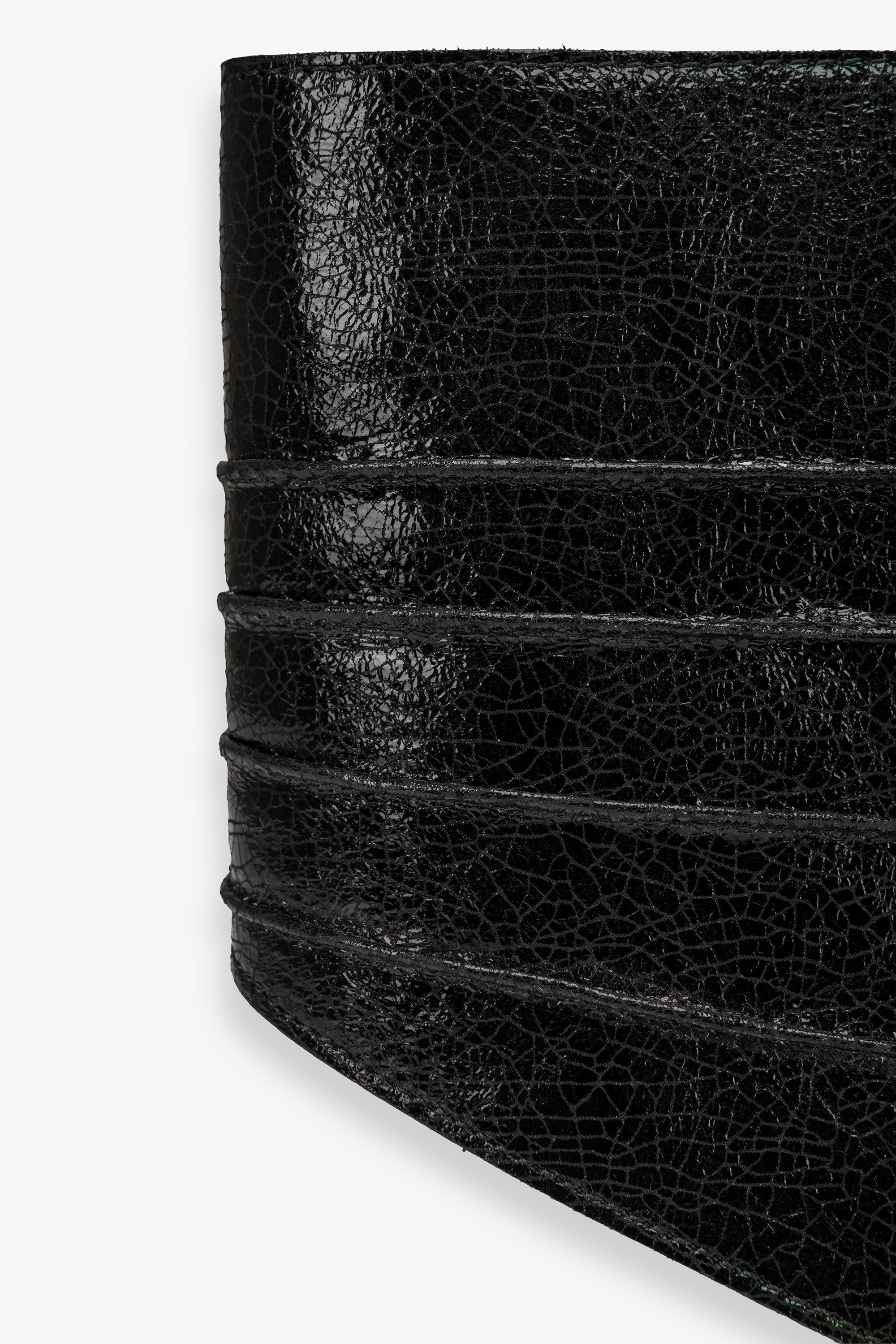 Sheridan Belt | Onyx Leather Asymmetric Sculpted Belt