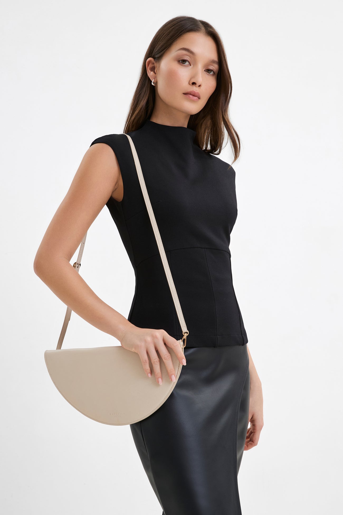 Black Thin Strap Tank Top with Mesh Cutouts- Paola Top