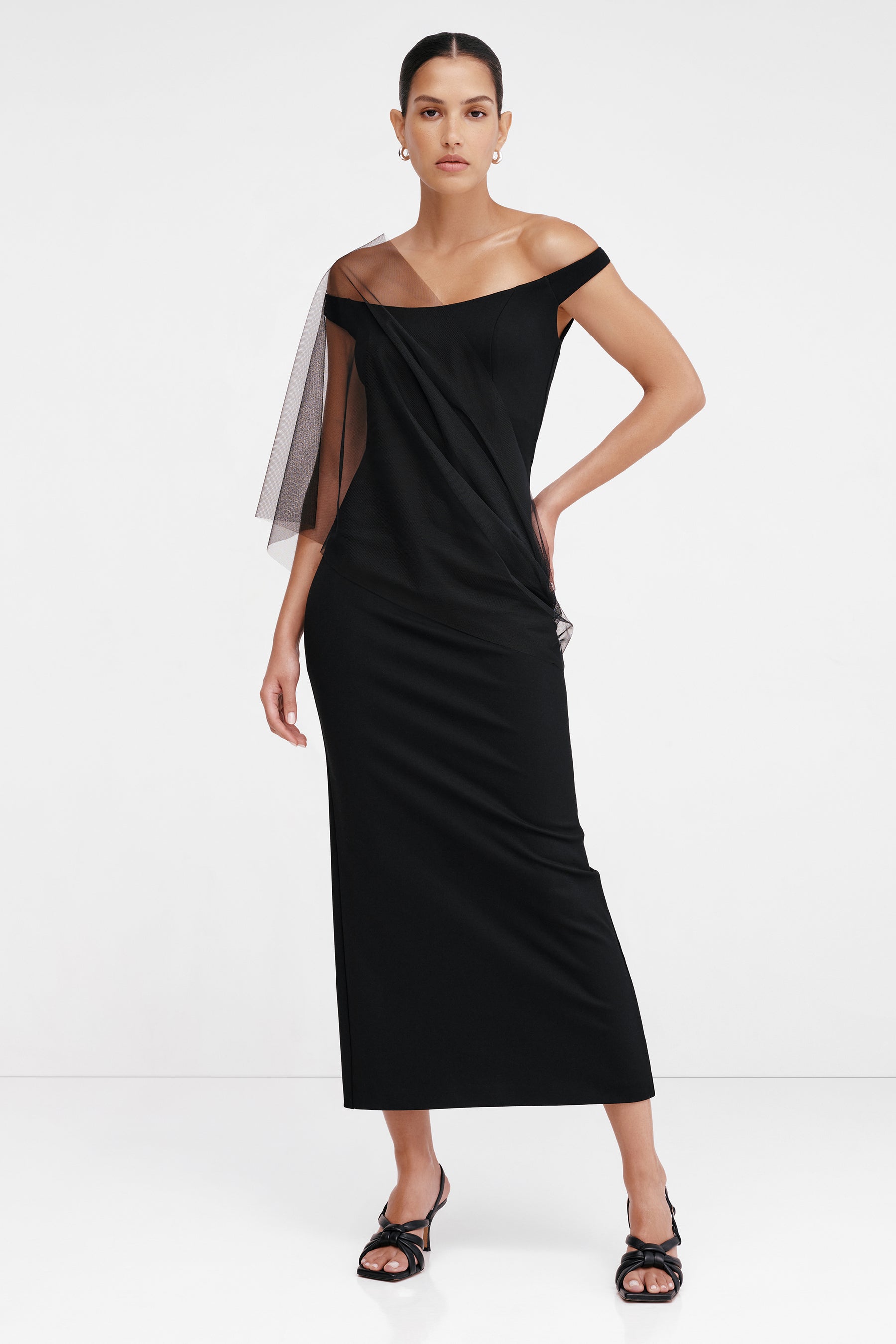 evening dresses from spain Marcella | Brielle Infinity Bolero Top in Black Mesh | Women's | European Mesh main image 1