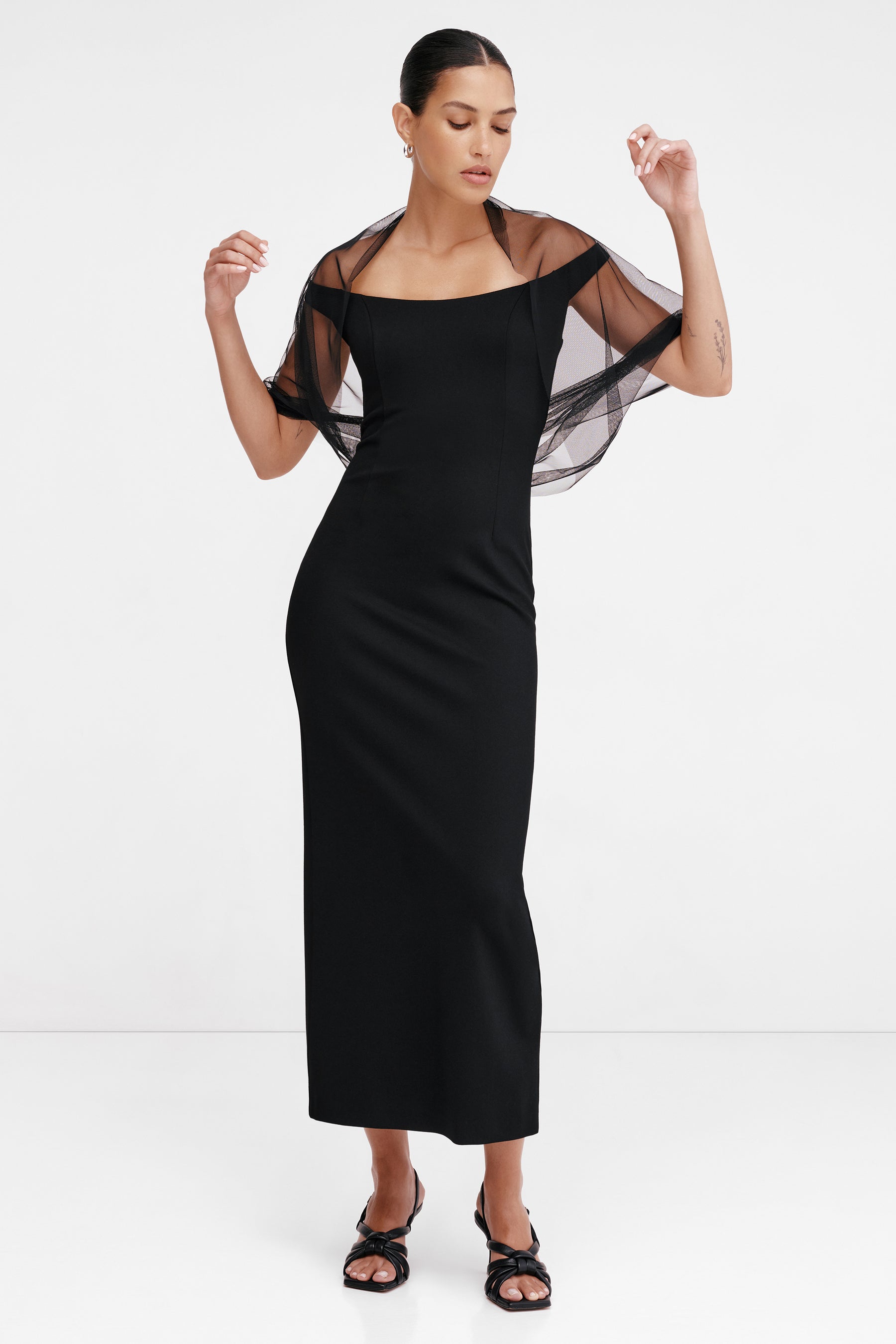 Marcella | Brielle Infinity Bolero Top in Black Mesh | Women's | European Mesh