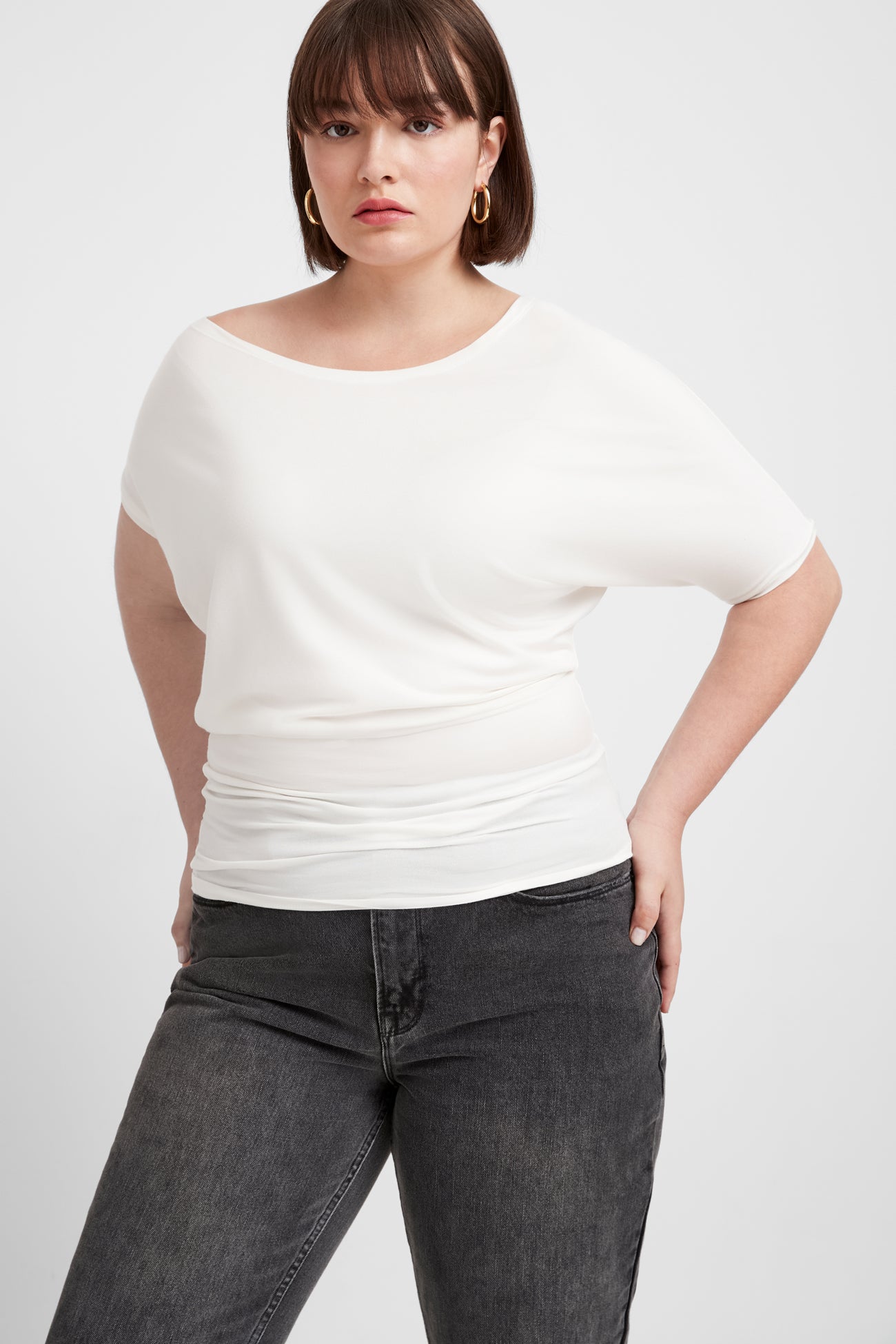 Light Beige Loose Scoop Neck Top - Elena Top | Marcella