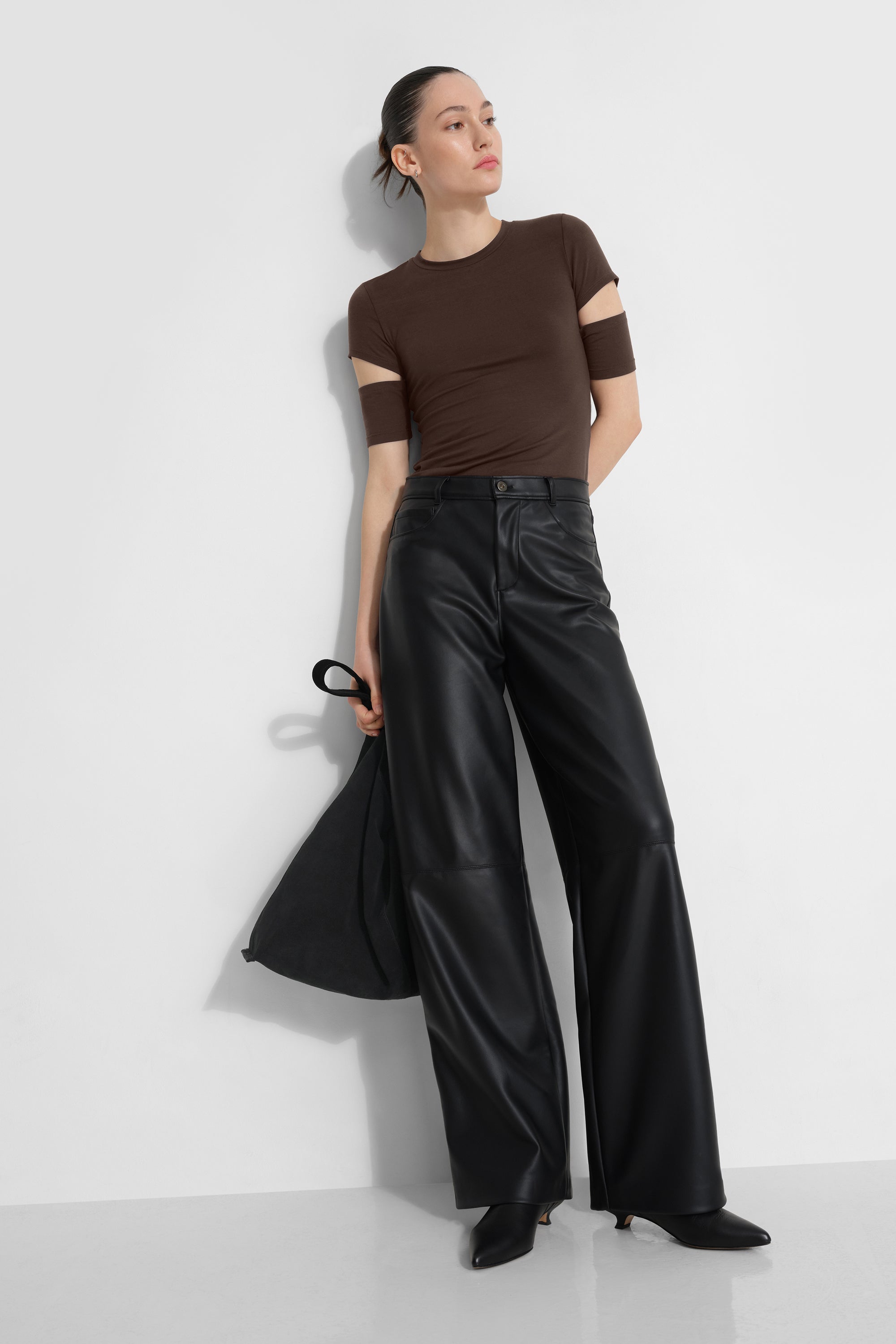 Esme Top | Brown Sustainable Cutout-Sleeve Top