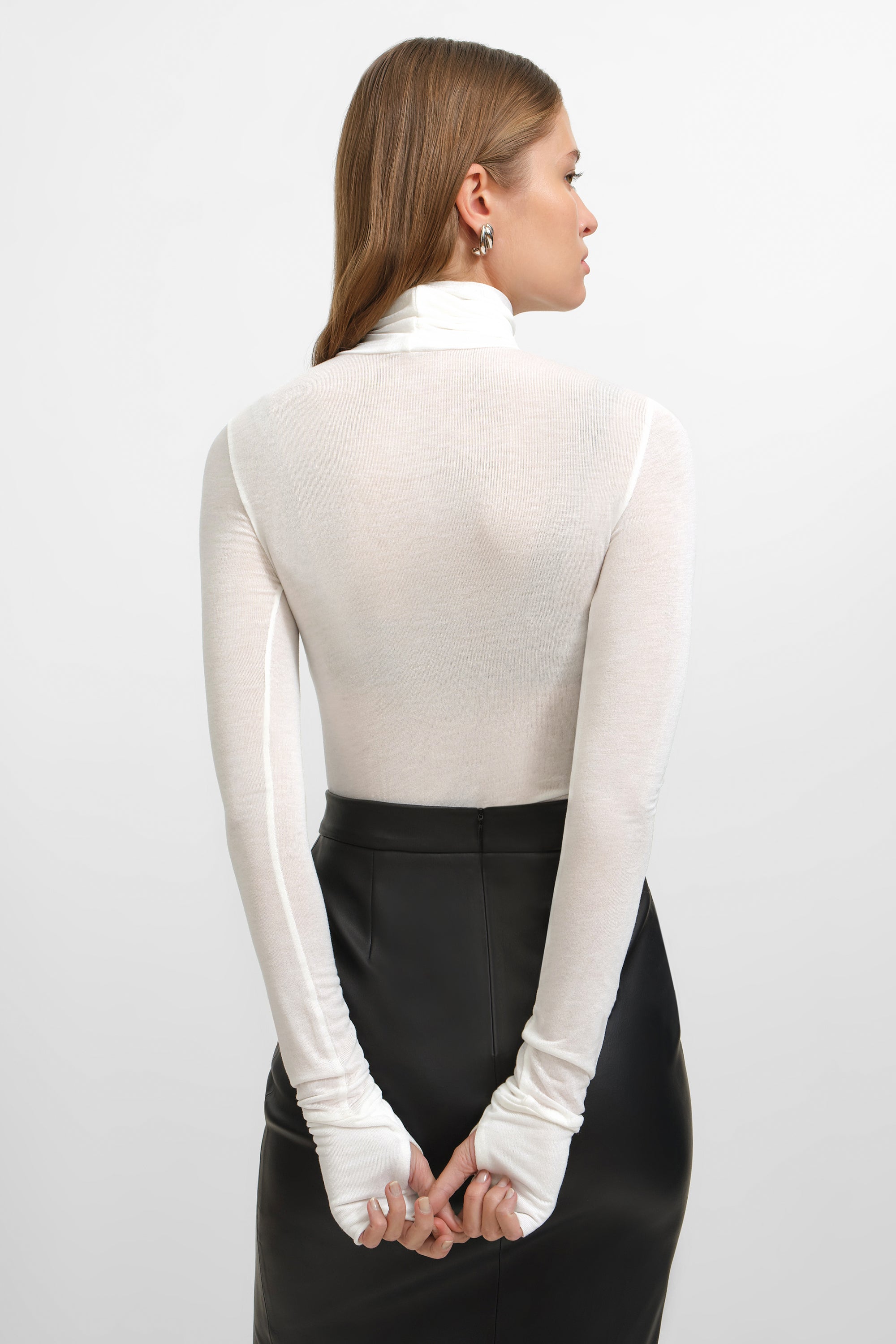Light Mist Grey Sheer Turtleneck - Eloise Sheer Turtleneck | Marcella