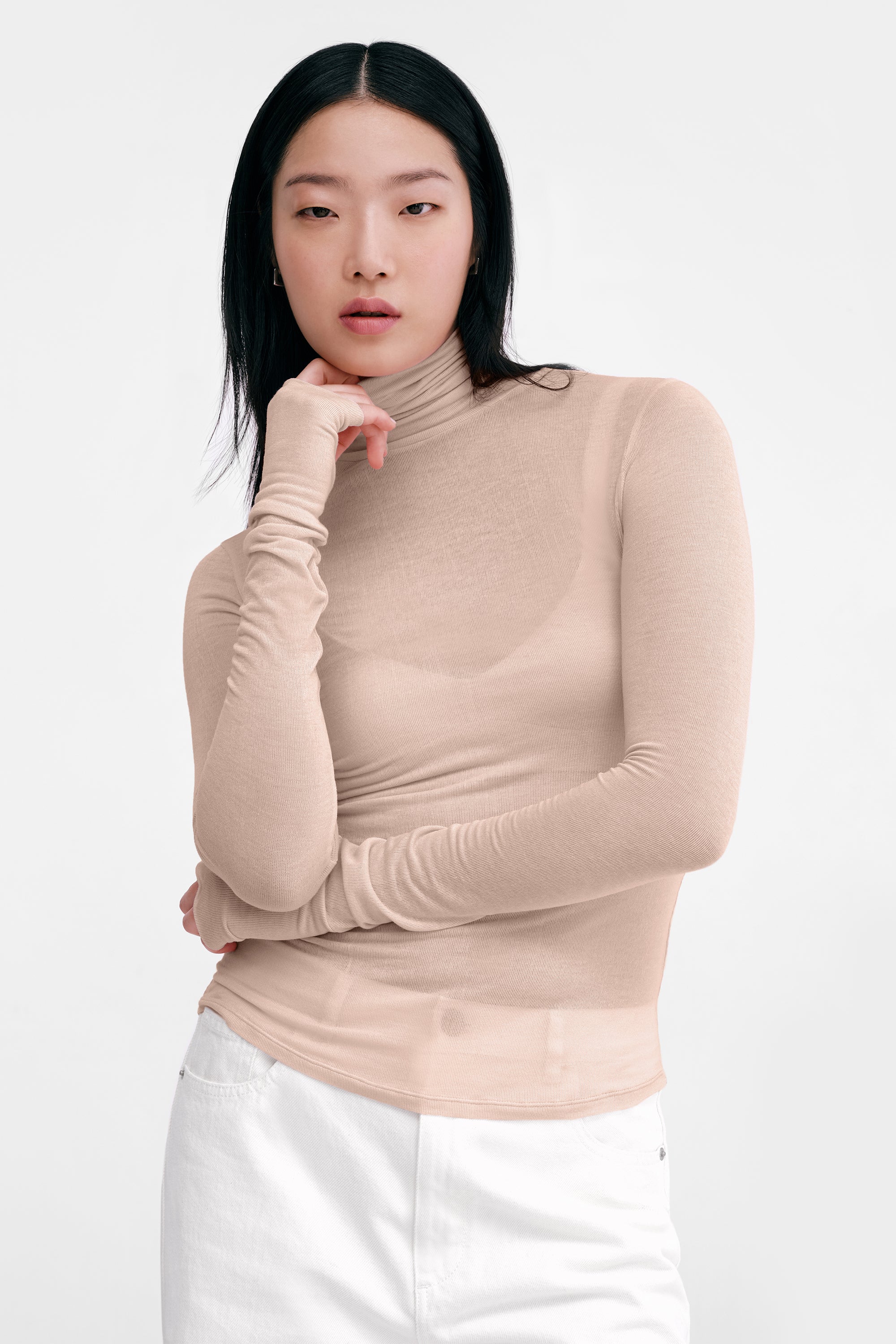 Beige Sheer Turtleneck - Eloise Sheer Turtleneck | Marcella