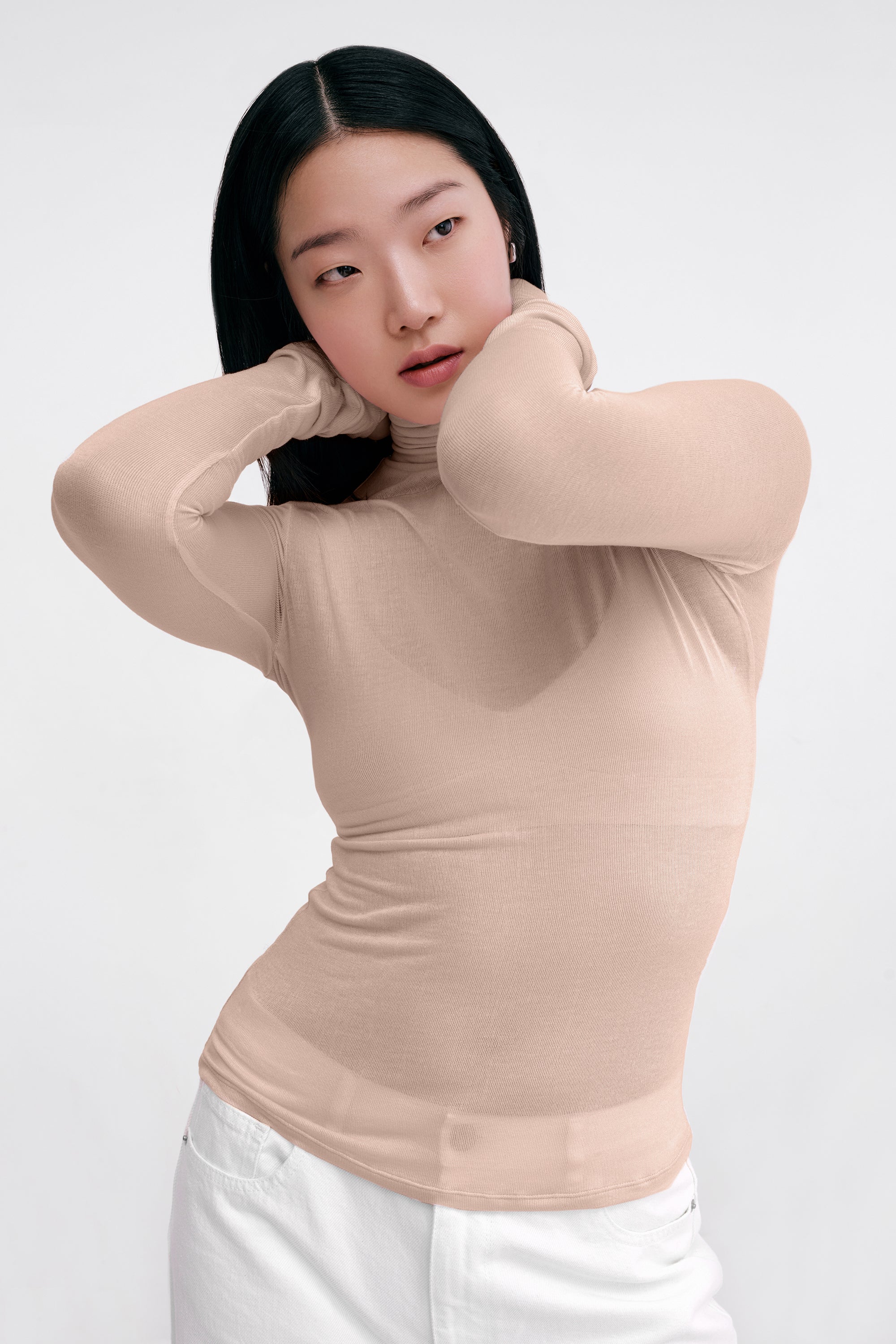 Beige Sheer Turtleneck - Eloise Sheer Turtleneck | Marcella