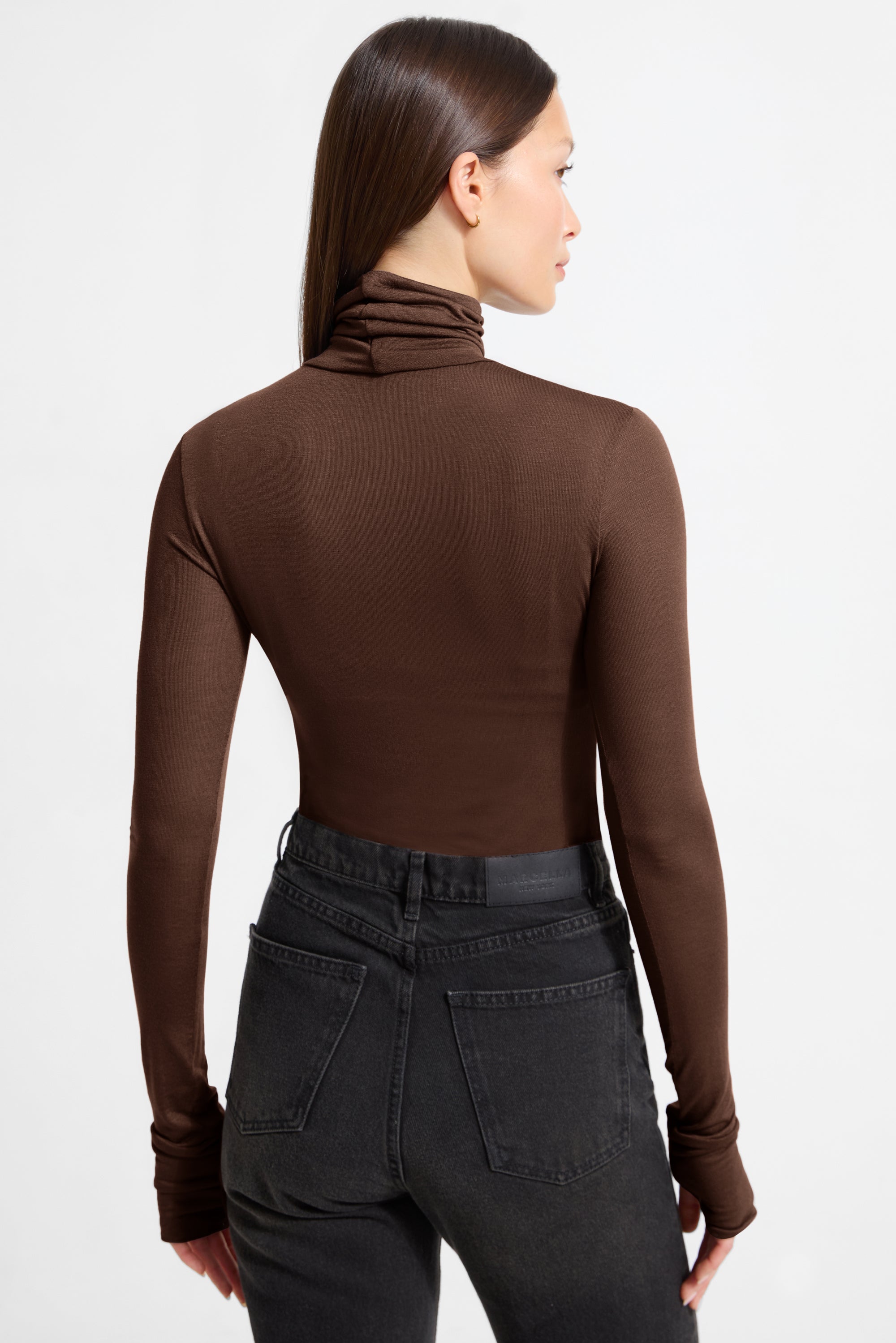 Espresso Brown Sheer Turtleneck - Eloise Sheer Turtleneck | Marcella