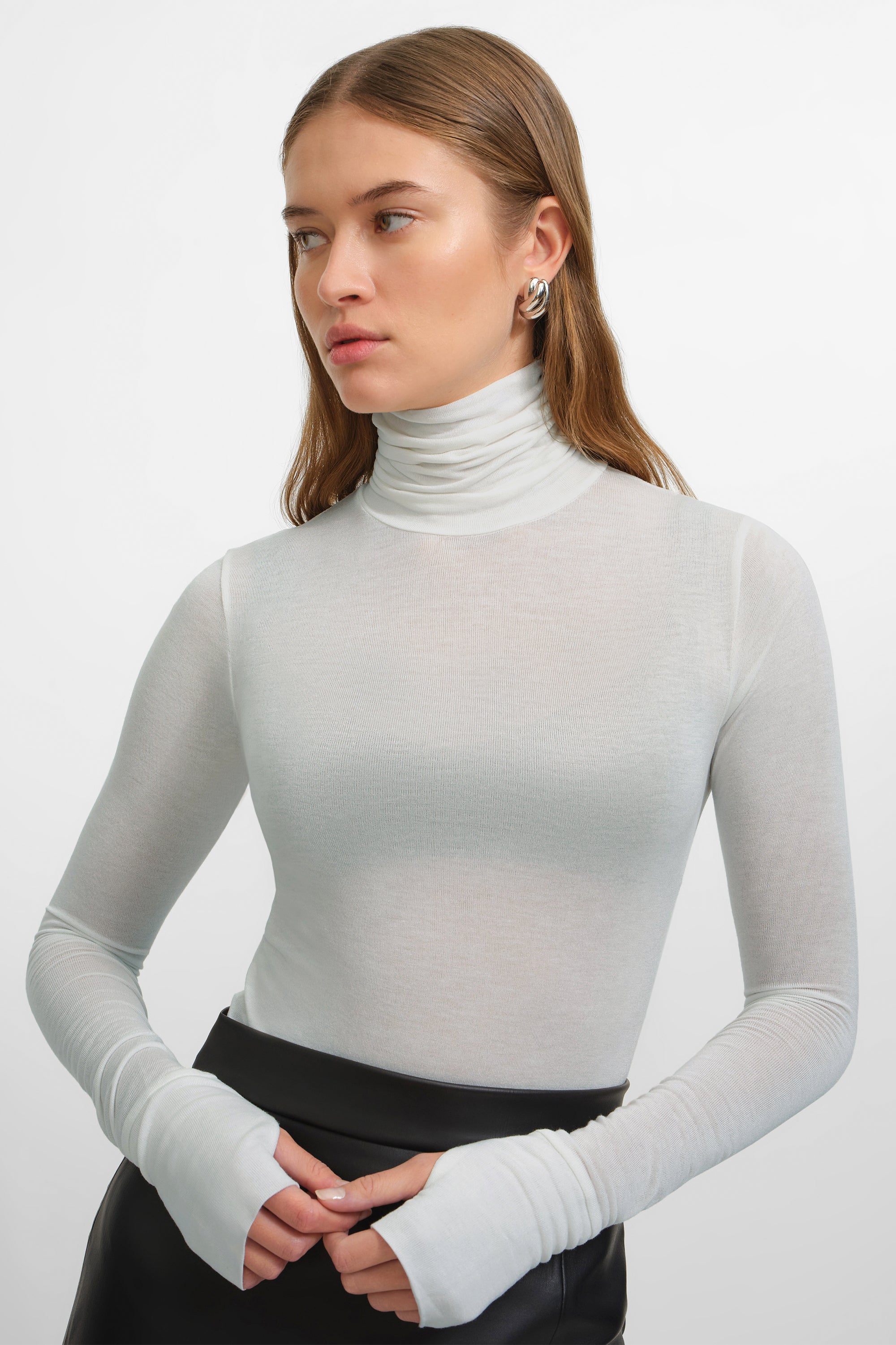 Light Mist Grey Sheer Turtleneck - Eloise Sheer Turtleneck | Marcella