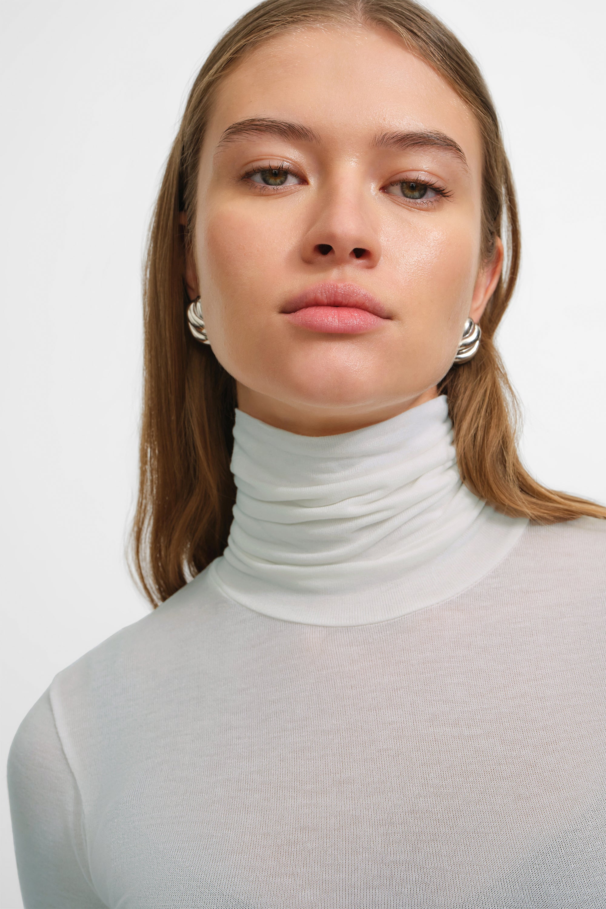 Eloise Sheer Turtleneck | Grey Sheer Turtleneck Top