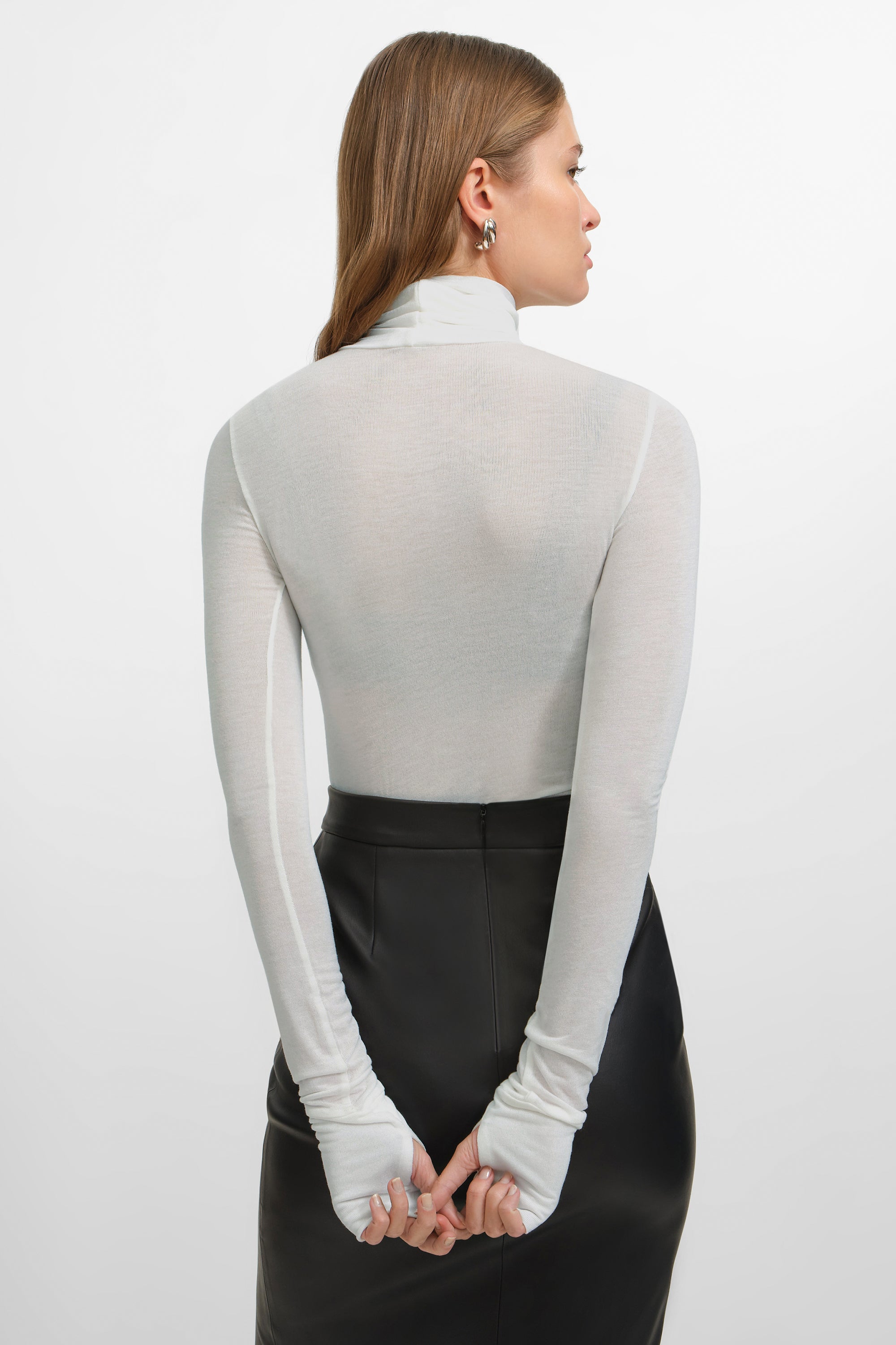Eloise Sheer Turtleneck | Grey Sheer Turtleneck Top