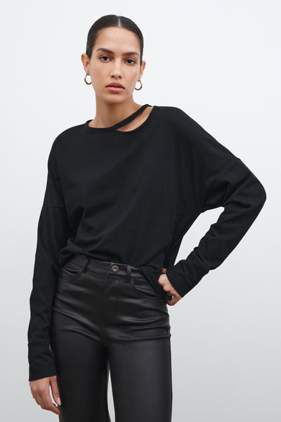 Women's French Organic Cotton Drop Shoulder Top - Jerome Cutout