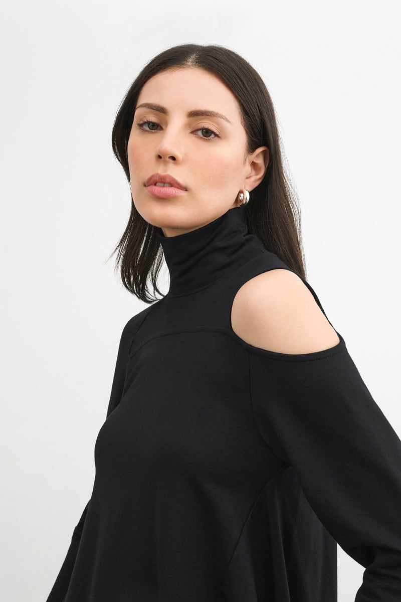 Black High Neck Cutout Pullover - Zoya Sweatshirt Tunic | Marcella