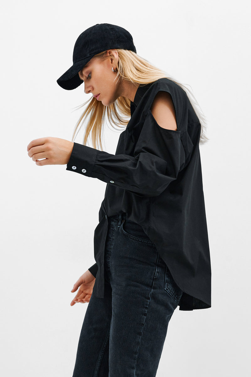新版 Cutout White Button Marcella | Shirt Boyfriend Downtown - Top Up トップス