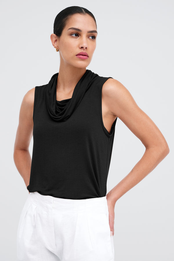 Callie Mock Neck Fitted Top Lgt Bl main image 0