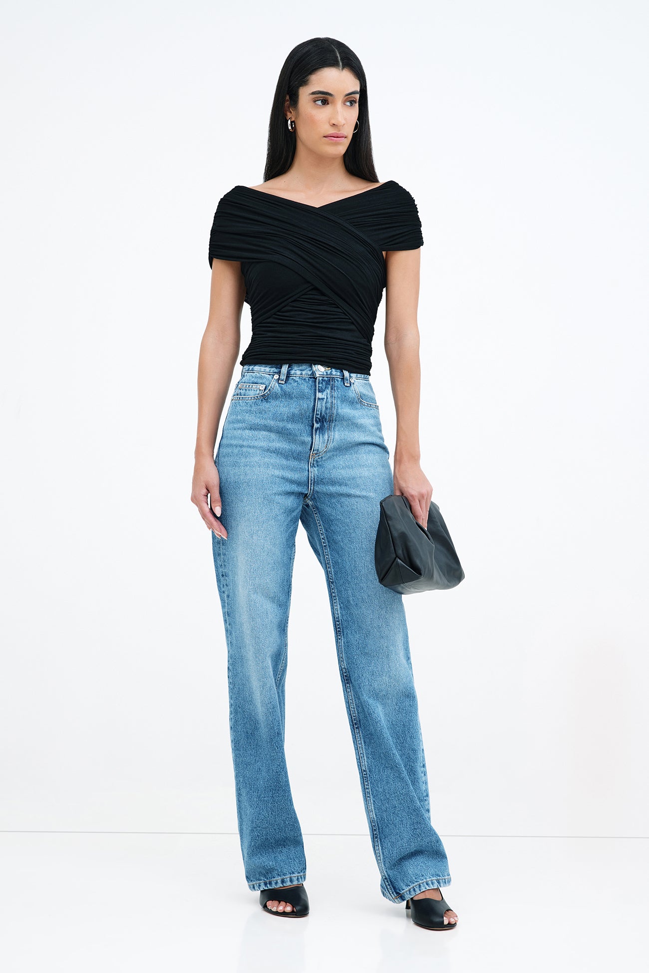 【SWIMCITY】Alyssa lace top Black Fitted Convertible Gathered Top - Alyssa Infinity Top