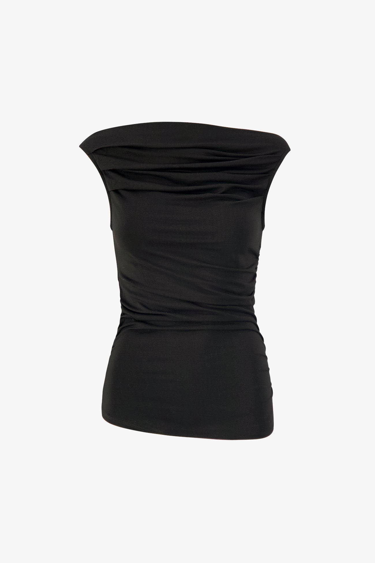 Cooper Sleeveless Top | Black Sustainable Draped Top