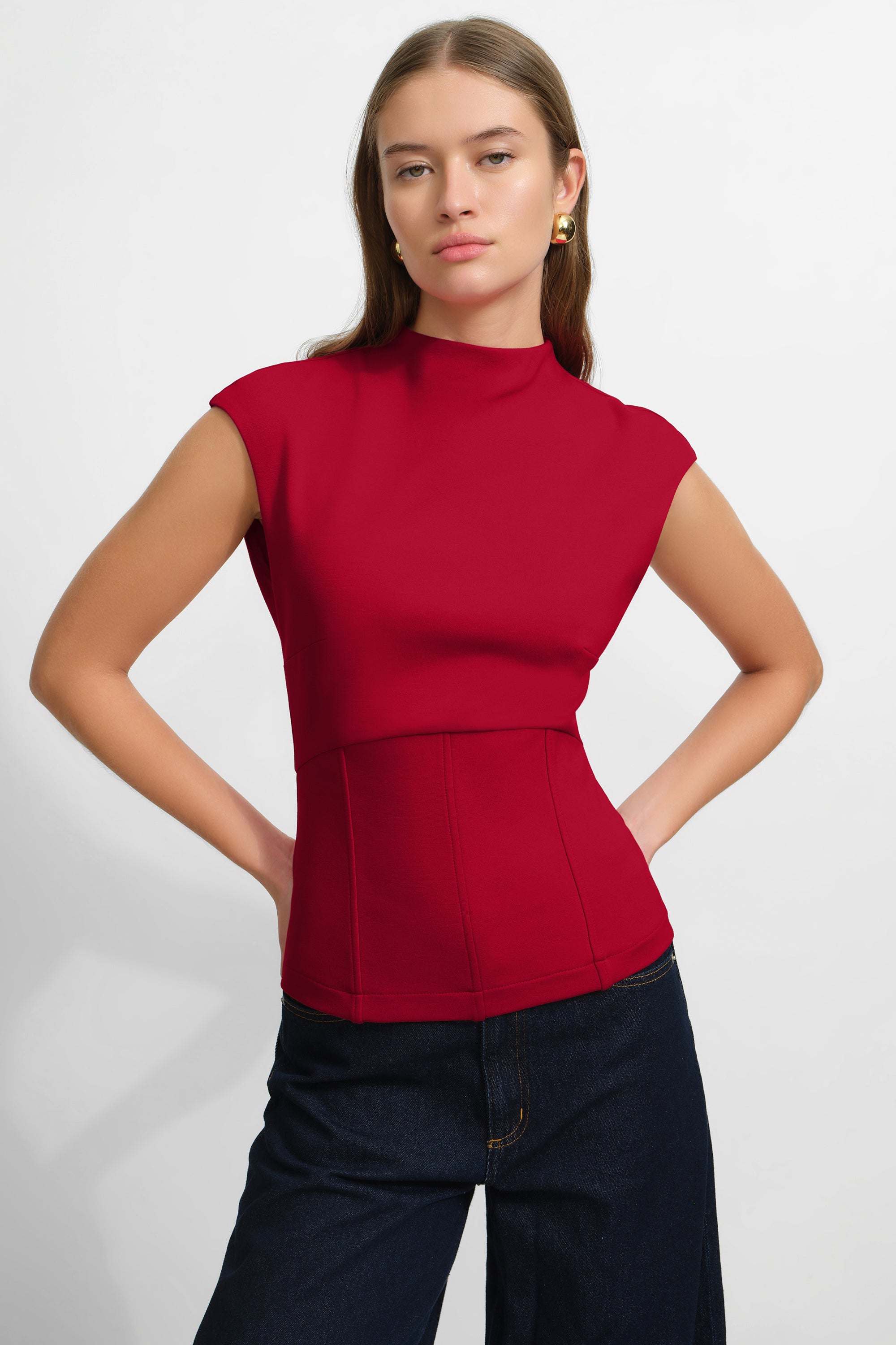 Haru Top | Black European Ponte Mock-Neck Top