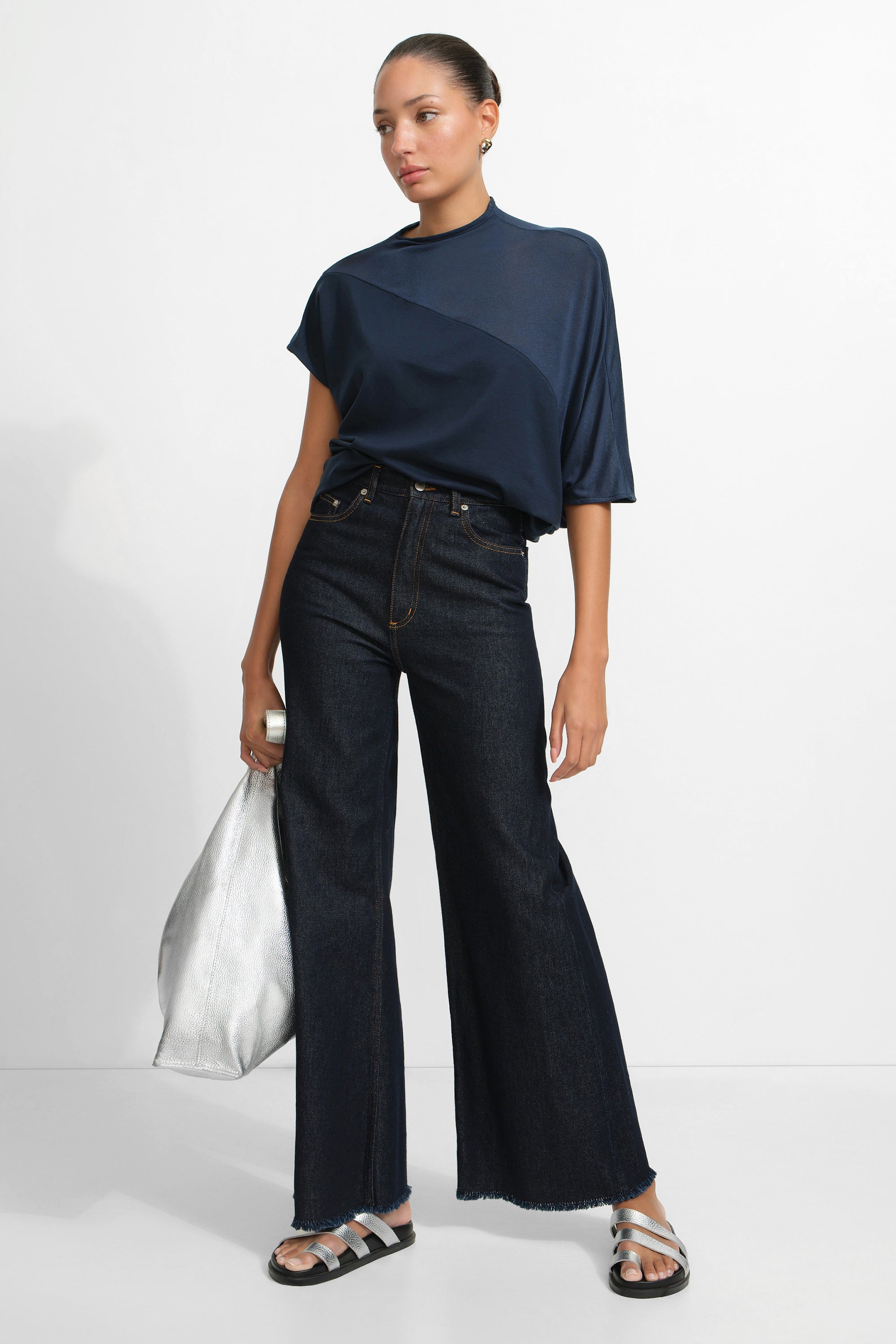 Ariel Top | Navy Blue Sheer & Sustainable Top
