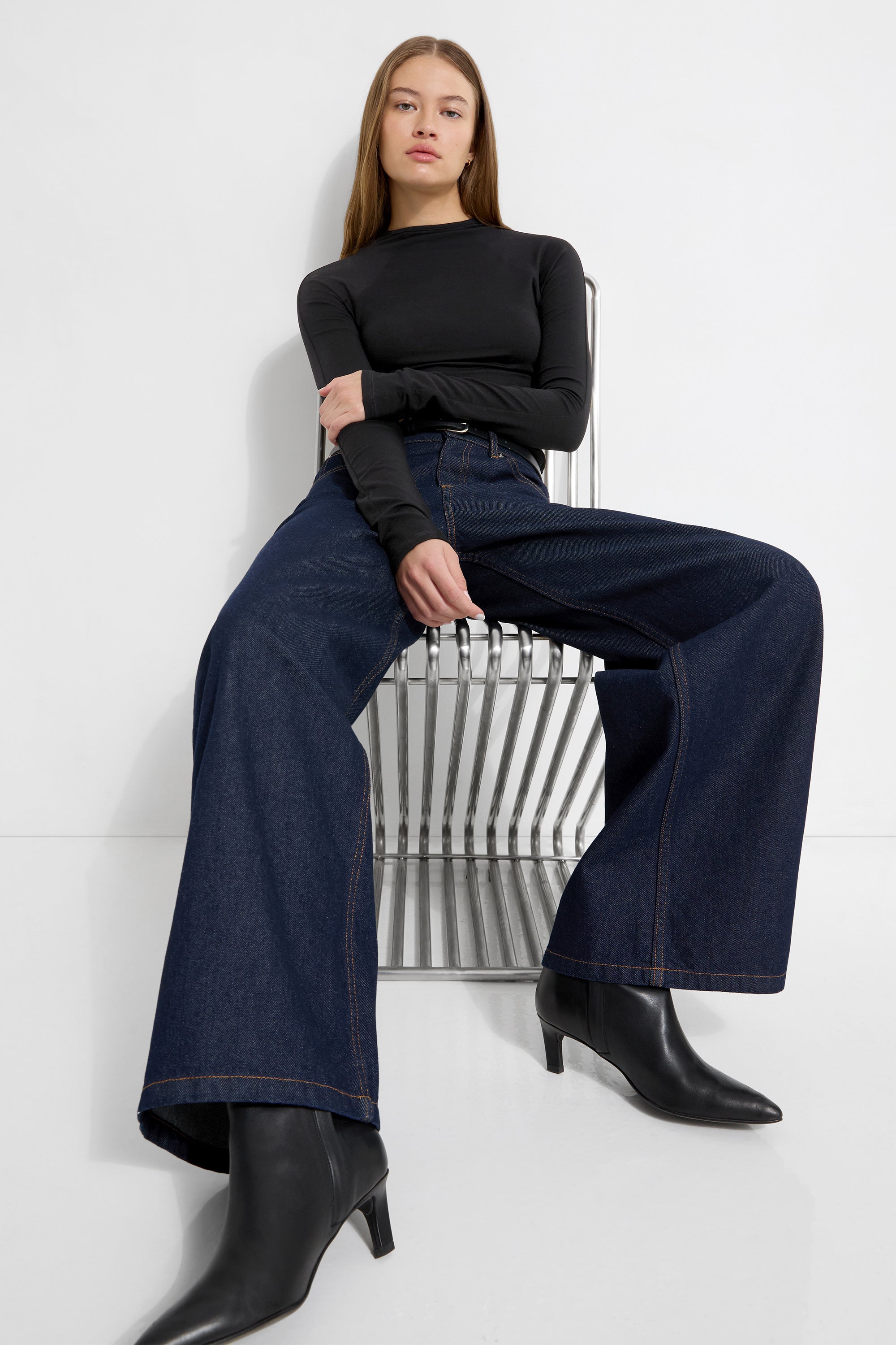 Women's Black Mock Neck Top | Minetta | Marcella