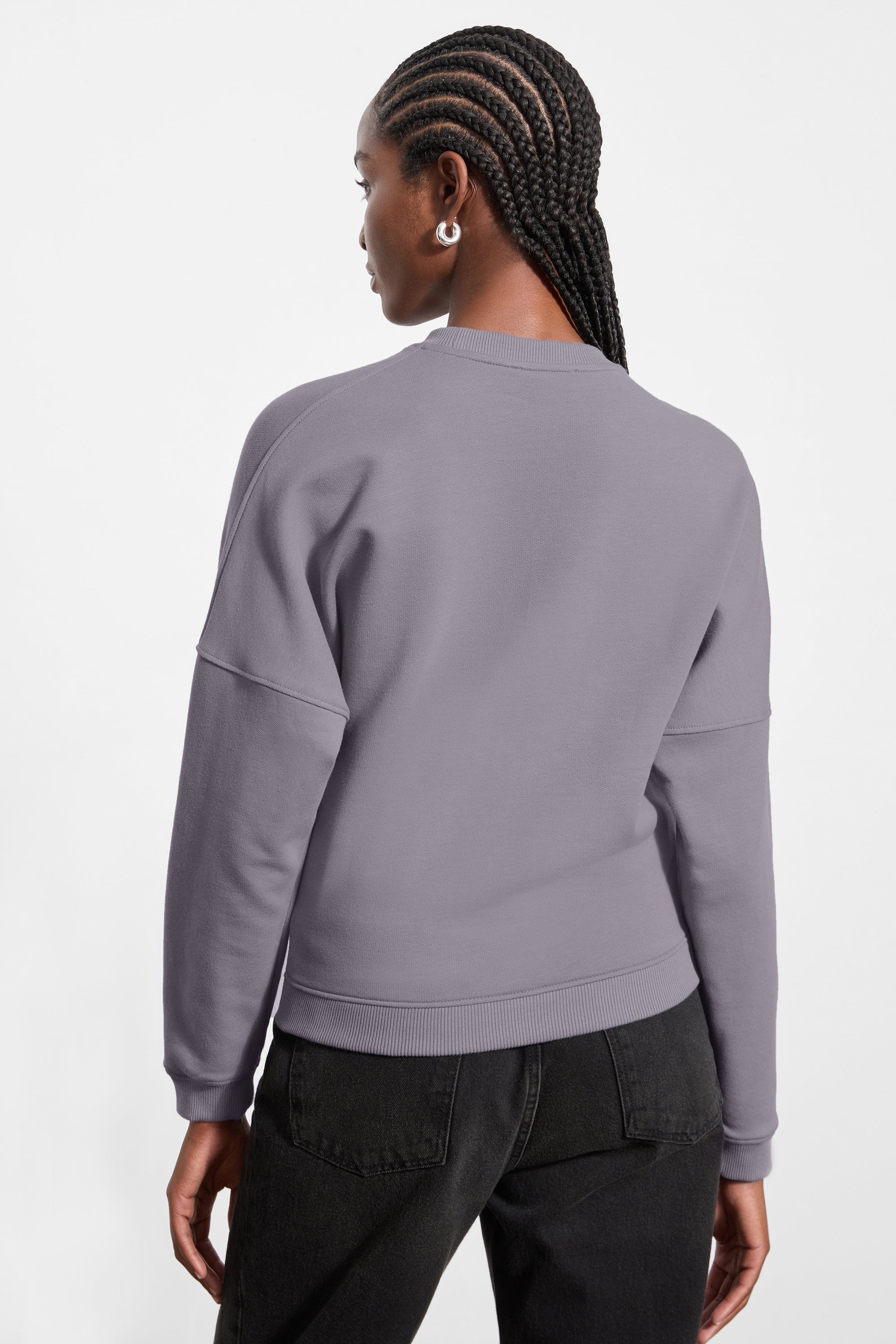 Fog Grey Draped Pullover Sweatshirt Top - Brynn Sweatshirt | Marcella