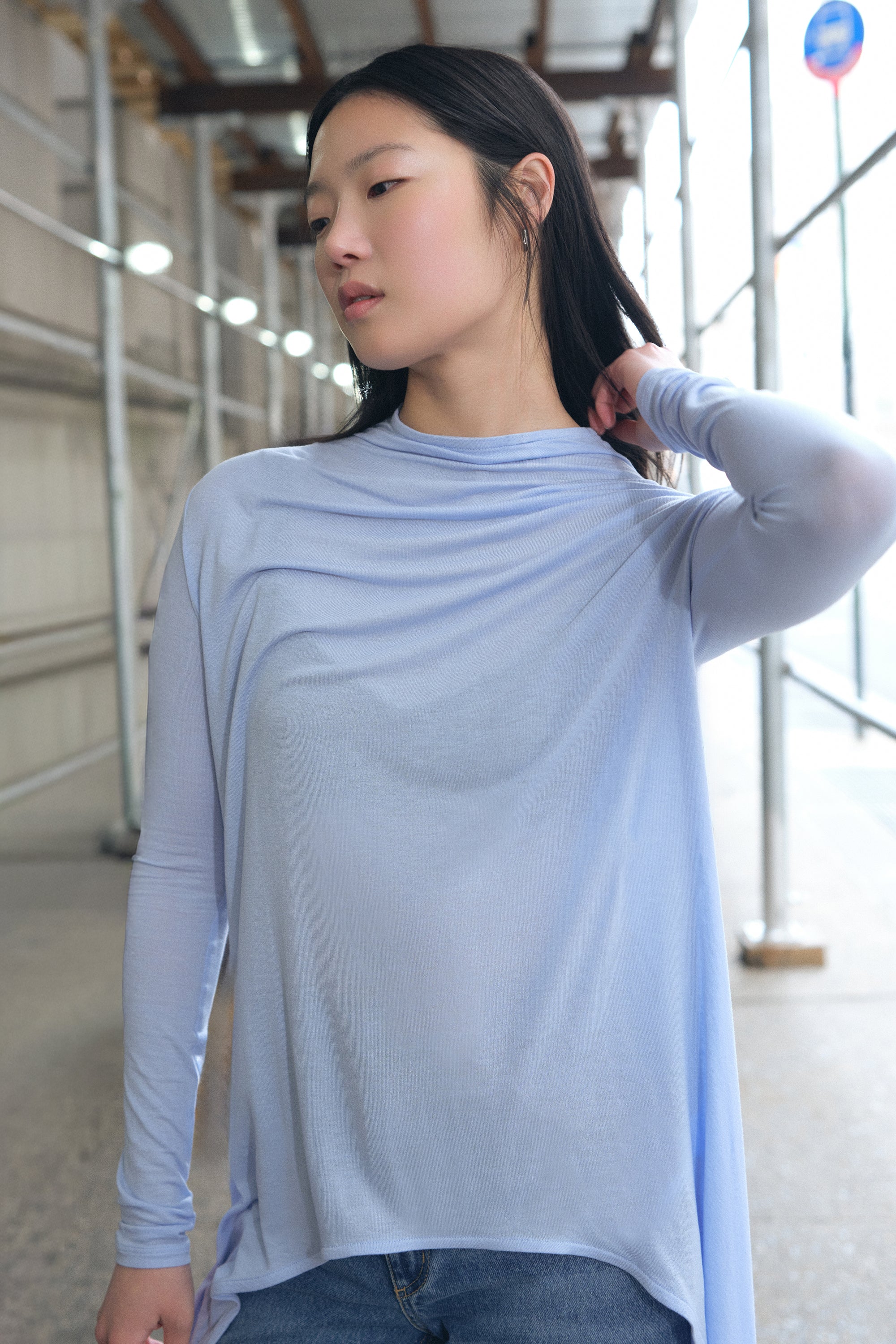 Alek Tunic | Sheer European Jersey Asymmetric Tunic