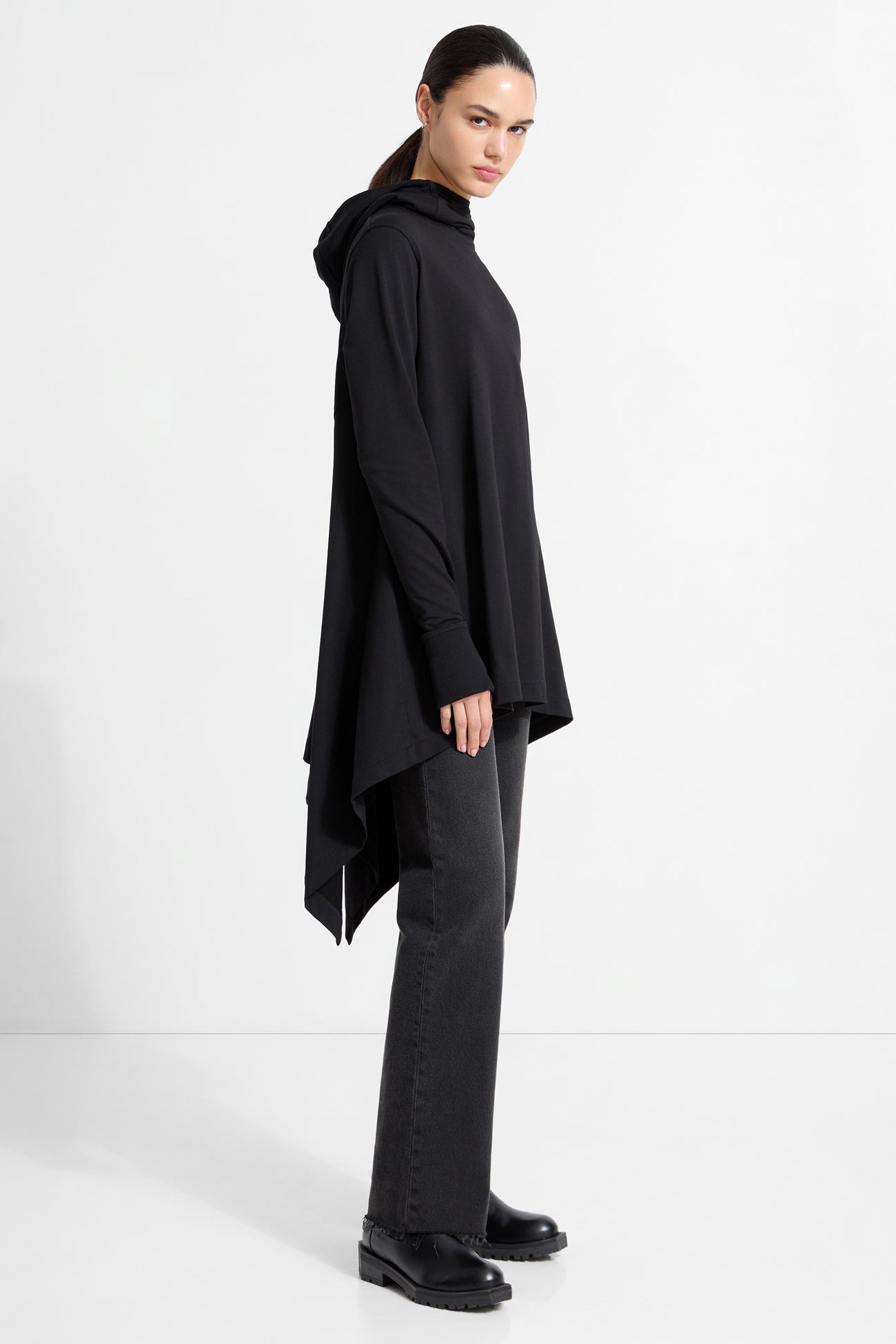 Women's Black Hooded Tunic | Marcella