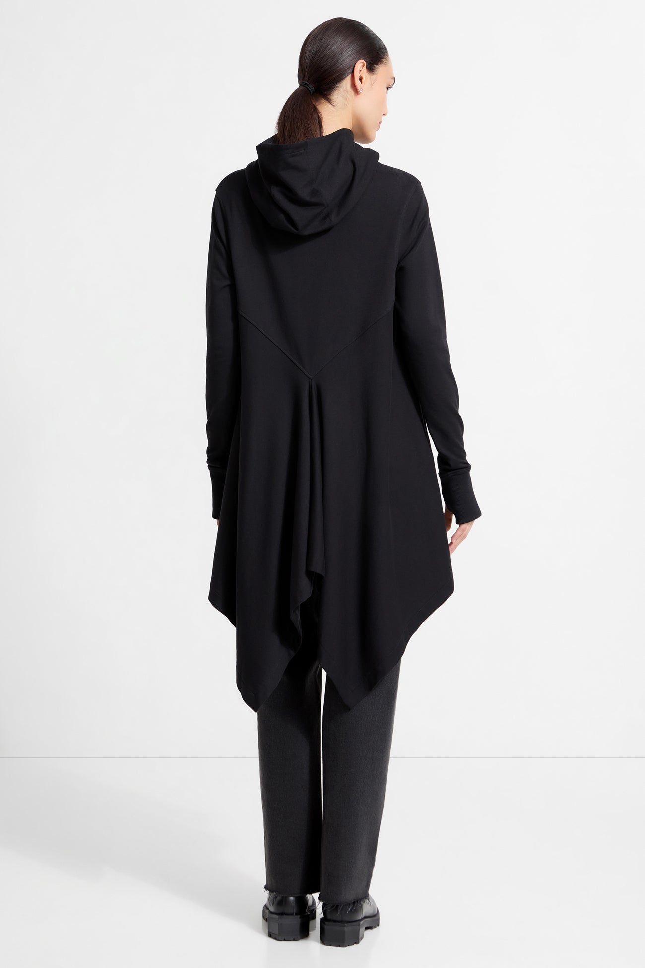 トップス Eriko Katori silk hoodie tunic Women's Black Hooded Tunic | Marcella