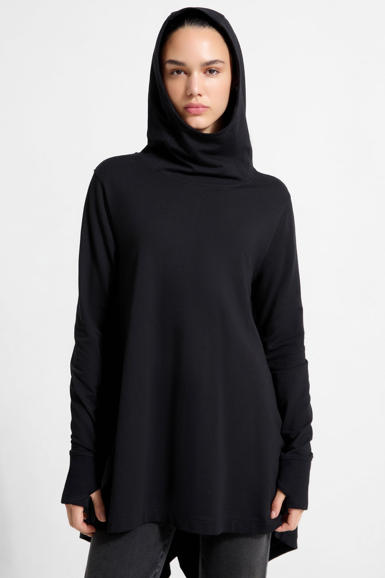 Women's Black Hooded Tunic | Marcella