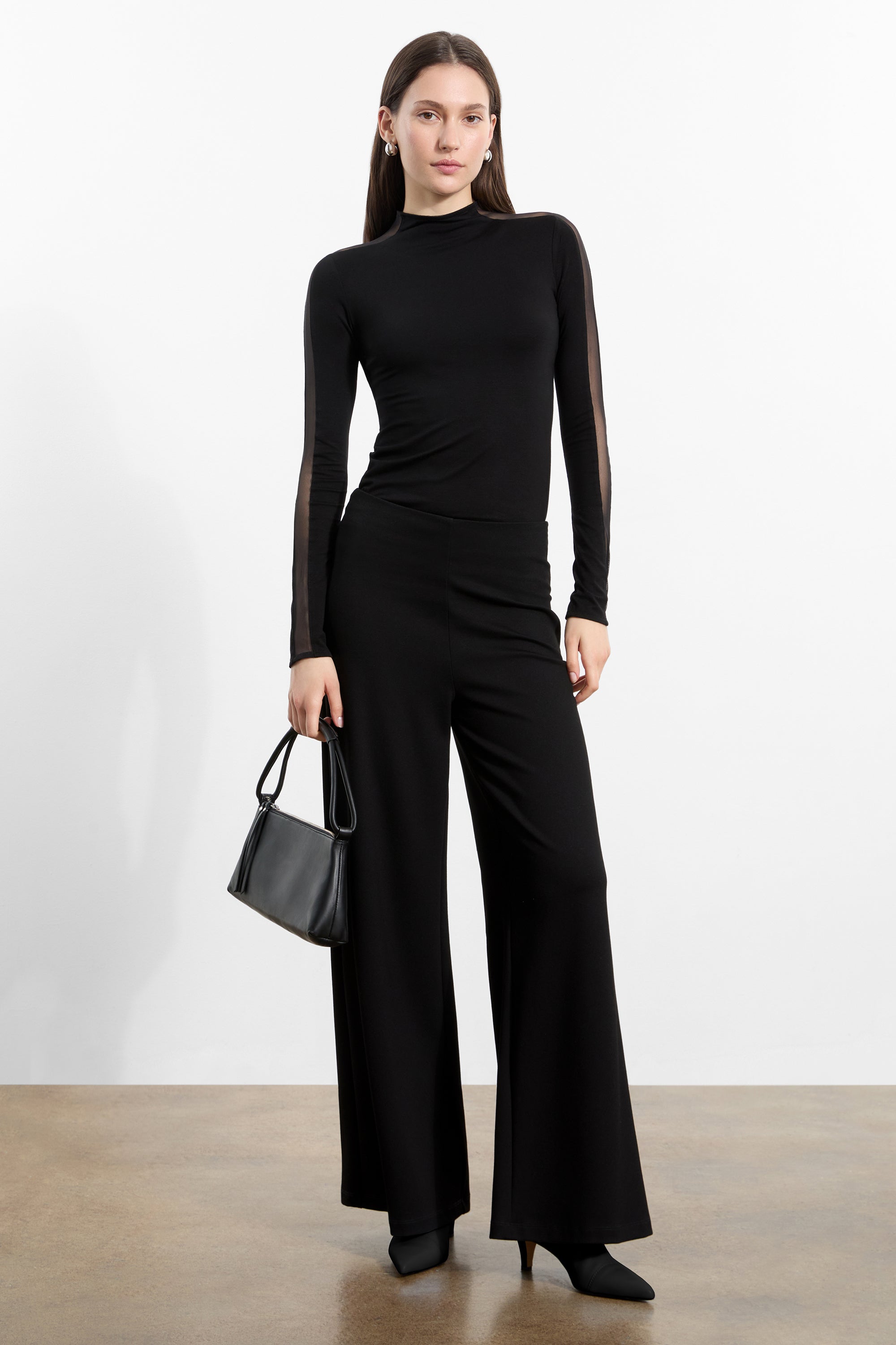 Women's Mock Neck Top with Mesh Panels | Marcella