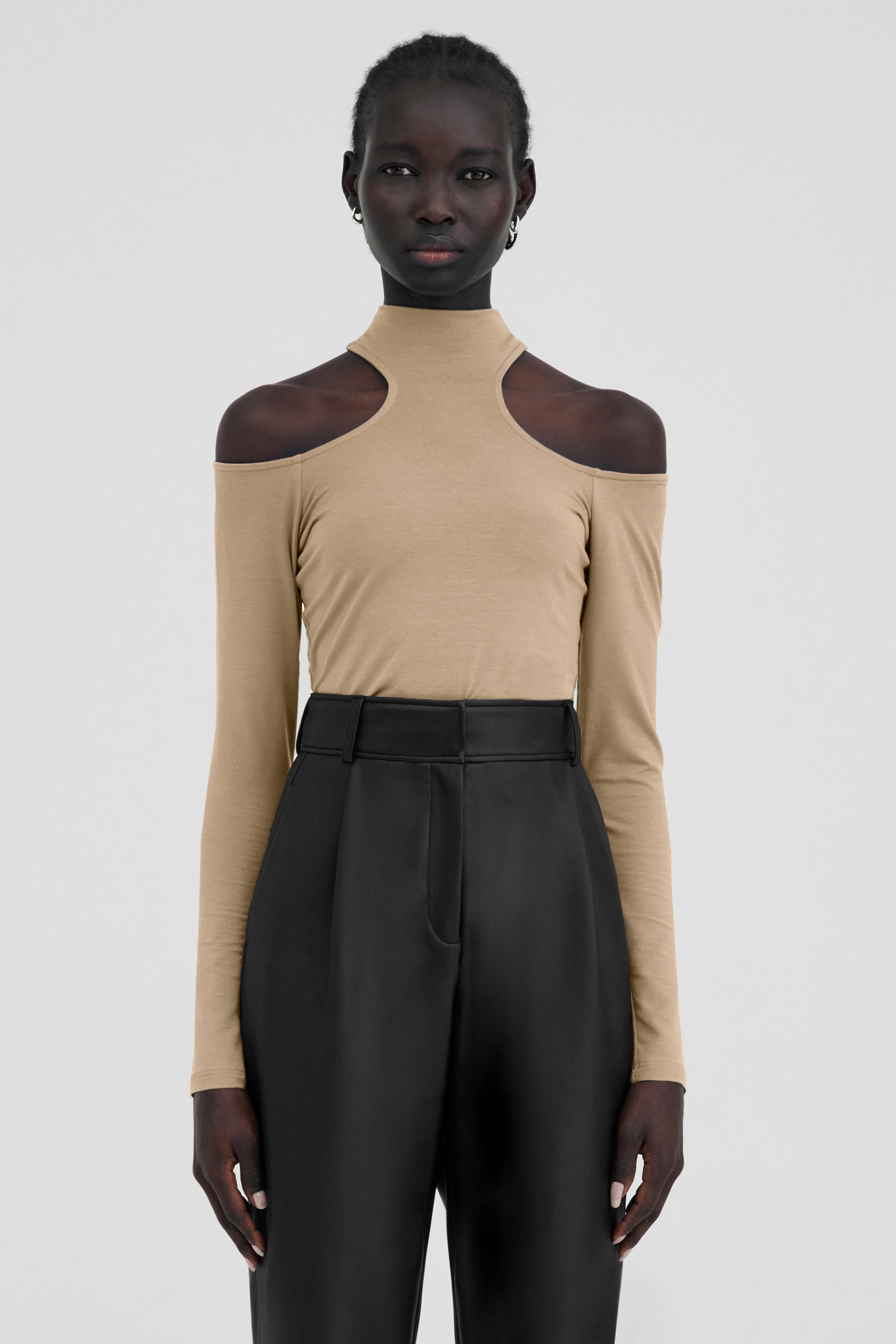 Women's Mock Neck Cold Shoulder Top | Marcella