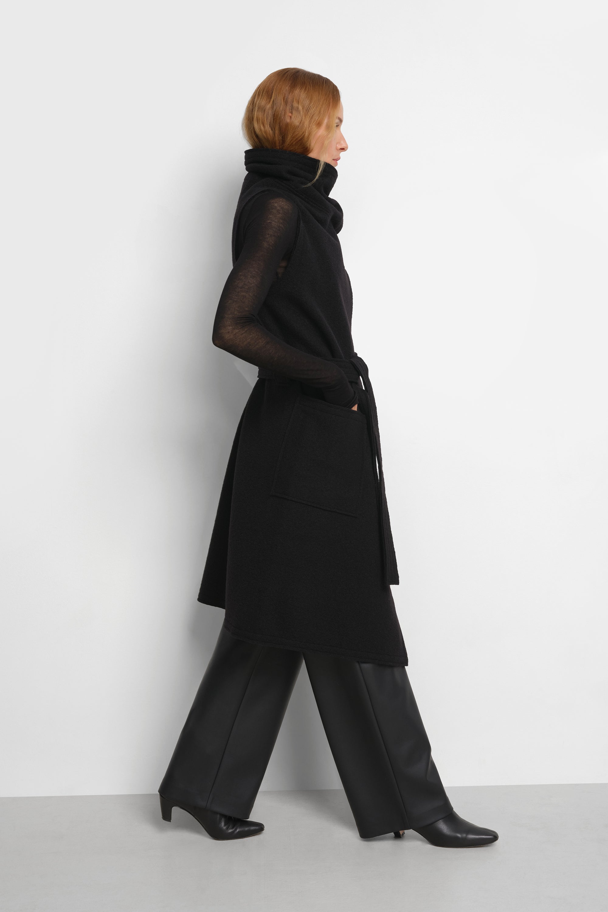 Erica Vest | Black Italian Virgin Wool Belted Vest