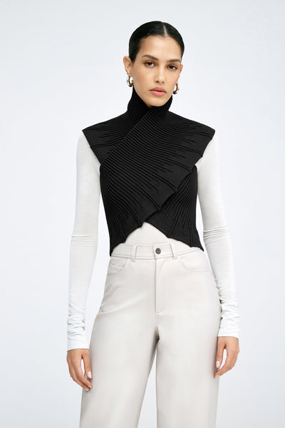 Black Sleeveless High Neck Vest - Colette Bolero | Marcella