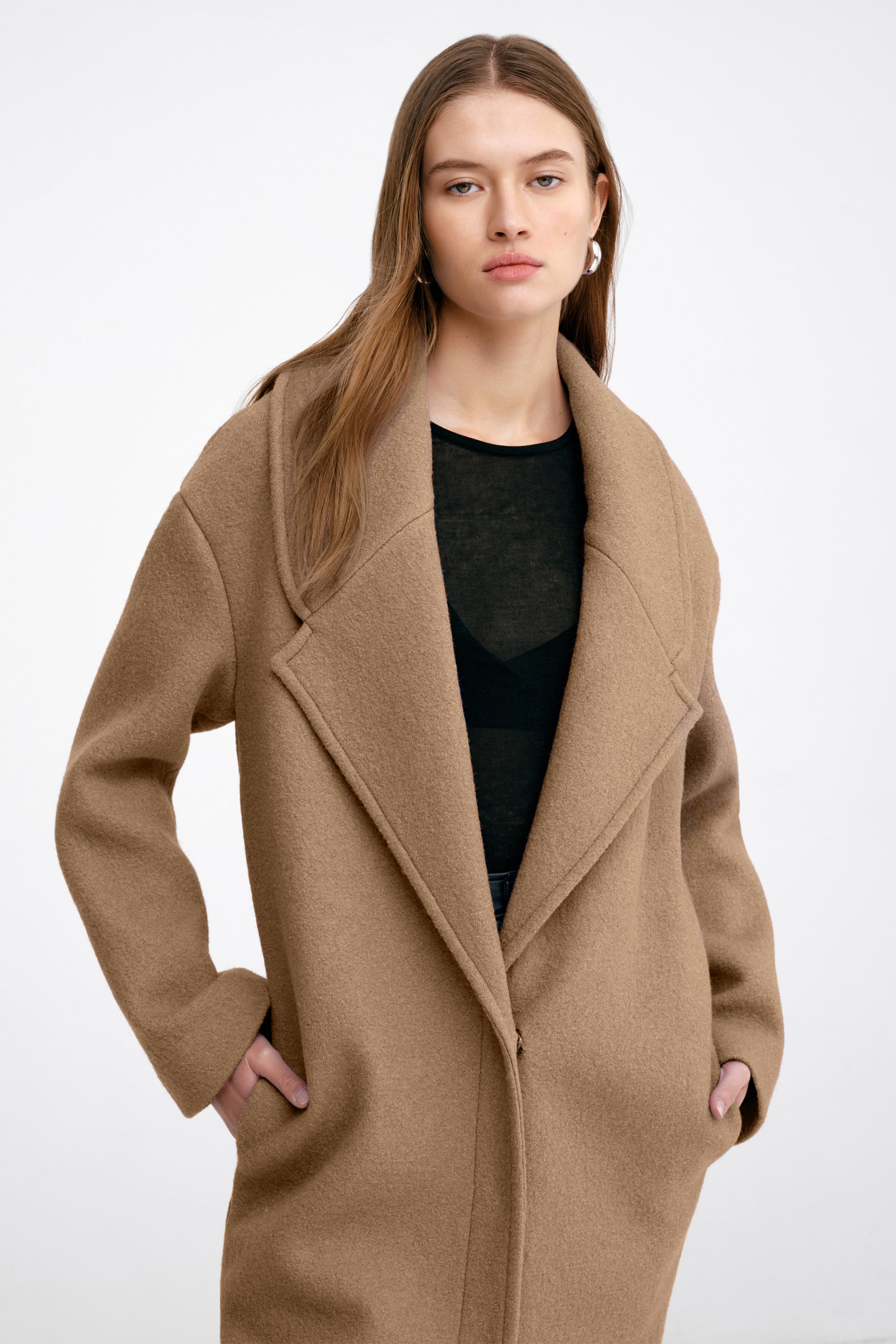 Women's Oversized Women's Camel Wool Winter Coat - Elizabeth Coat