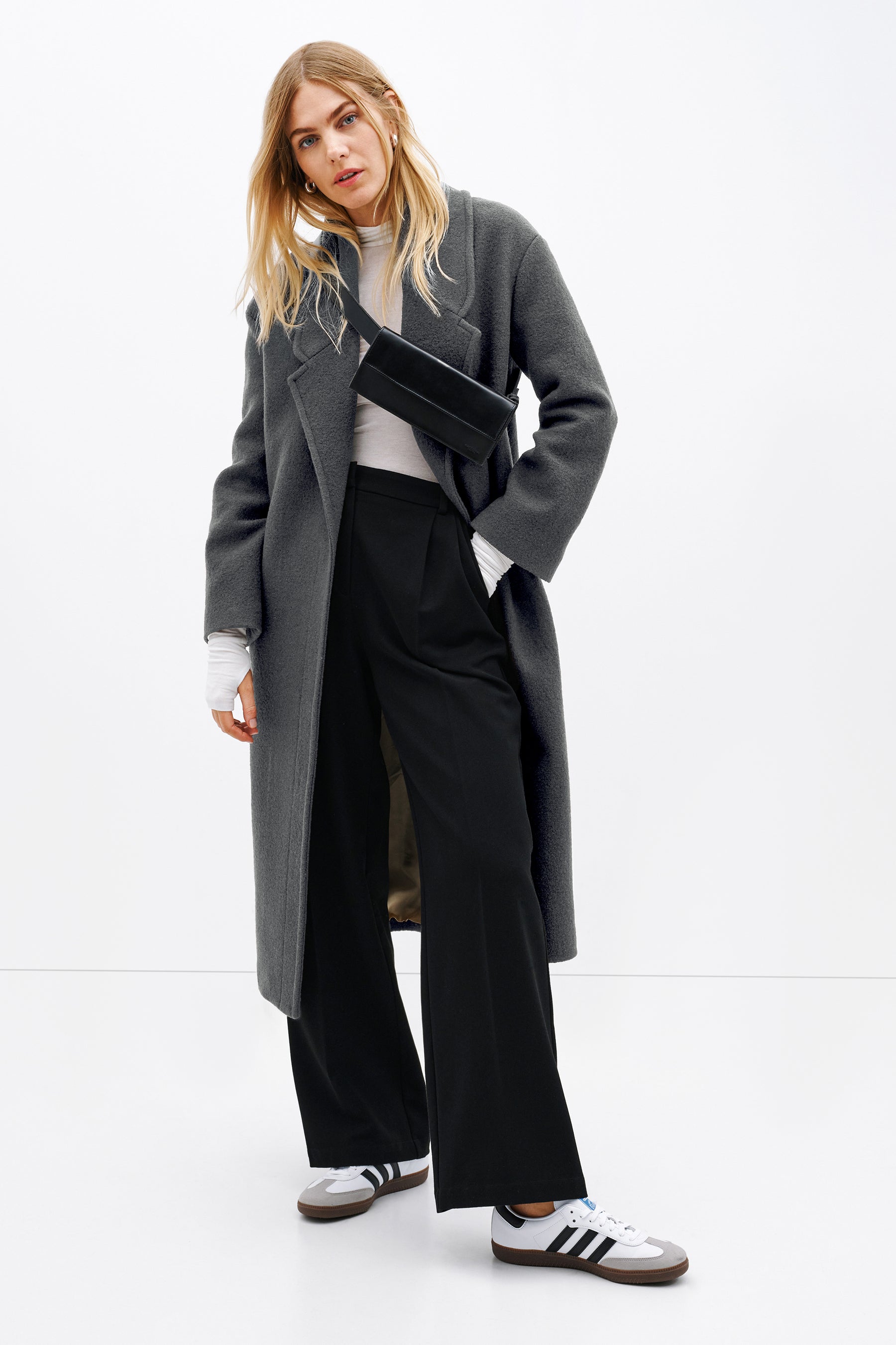 Marcella | Grey Wool Coat in Camel | Women's Size Small