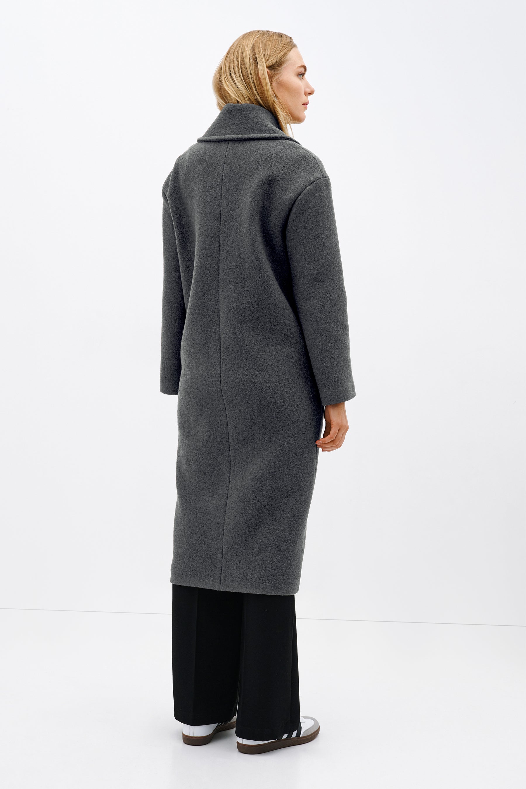 Marcella | Grey Wool Coat in Camel | Women's Size Small | Italian Virgin Wool