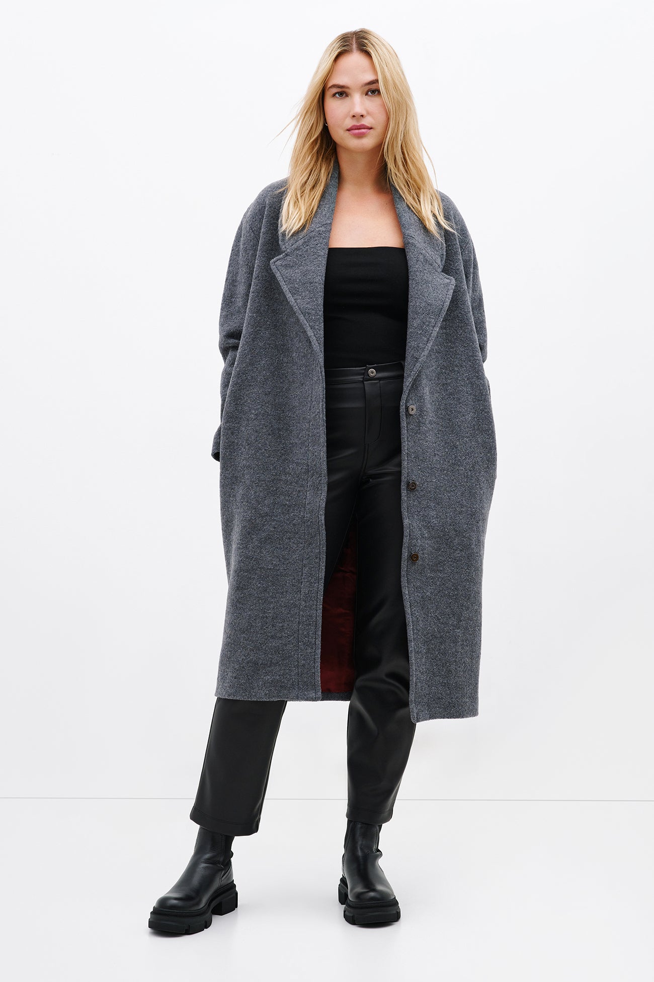 Oversized Women’s Medium Grey Wool Winter Coat | Marcella