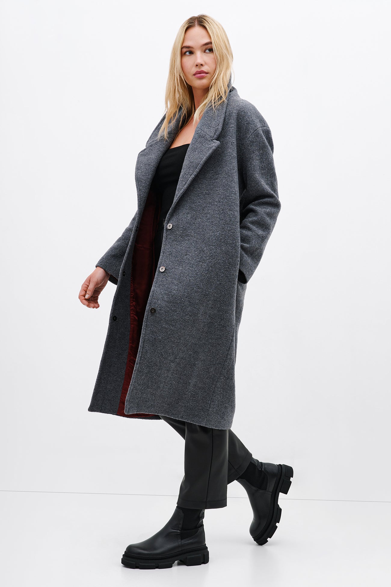 Oversized Women’s Medium Grey Wool Winter Coat | Marcella