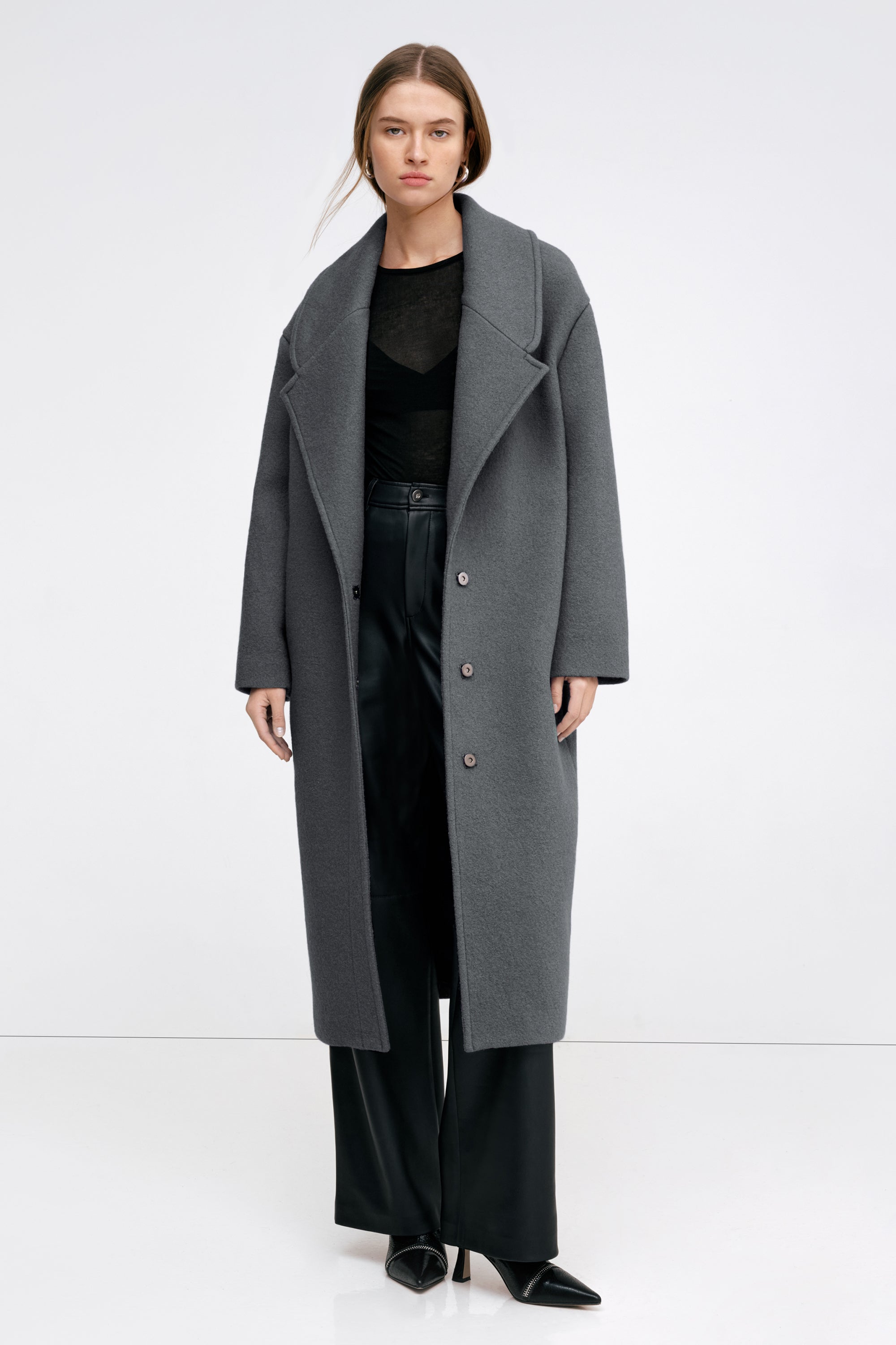Women's Oversized Italian Wool Trench Coat - Elizabeth Wool Coat