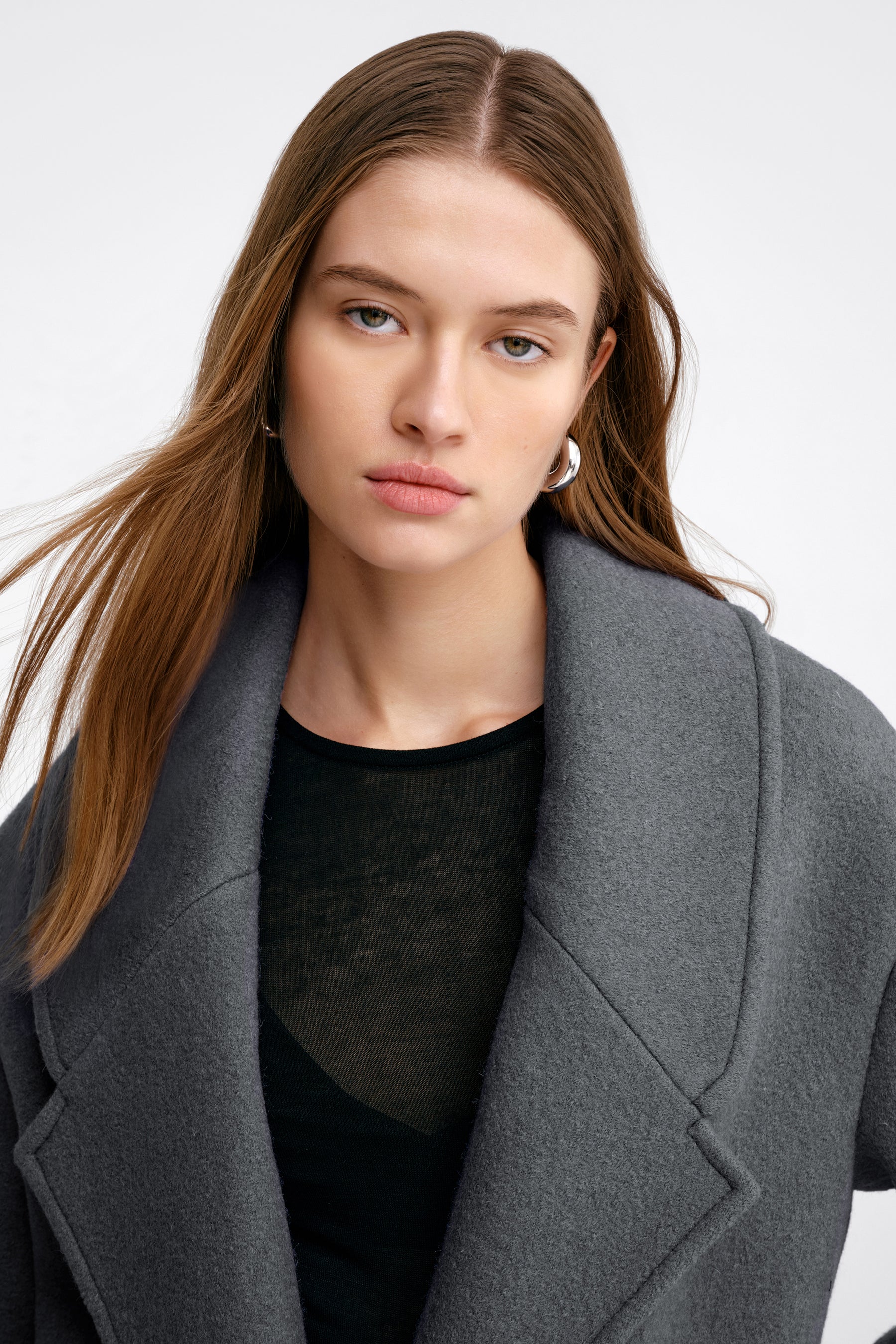 Marcella | Grey Wool Coat in Camel | Women's Size Small