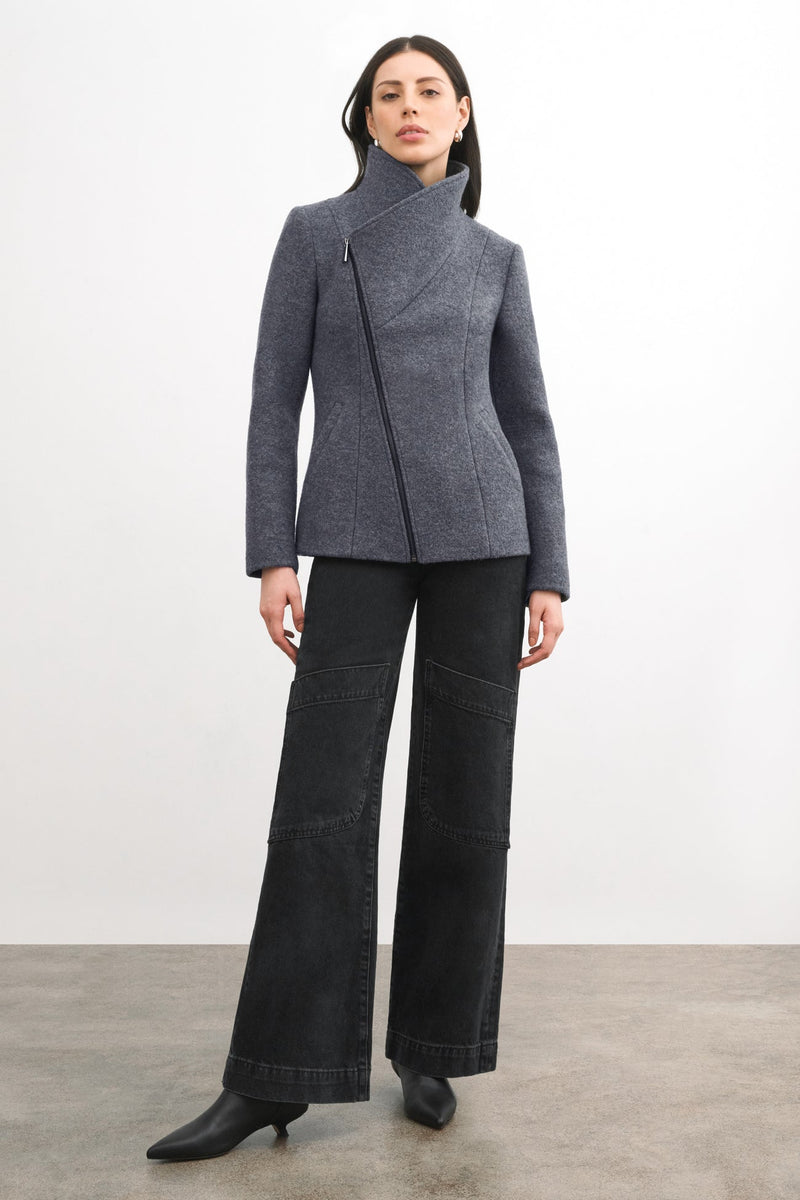 Zip up wool coat hotsell