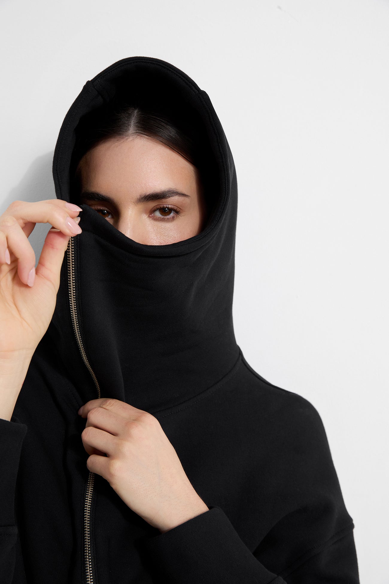 Women's Oversized Hoodie with High Neck Zip | Marcella