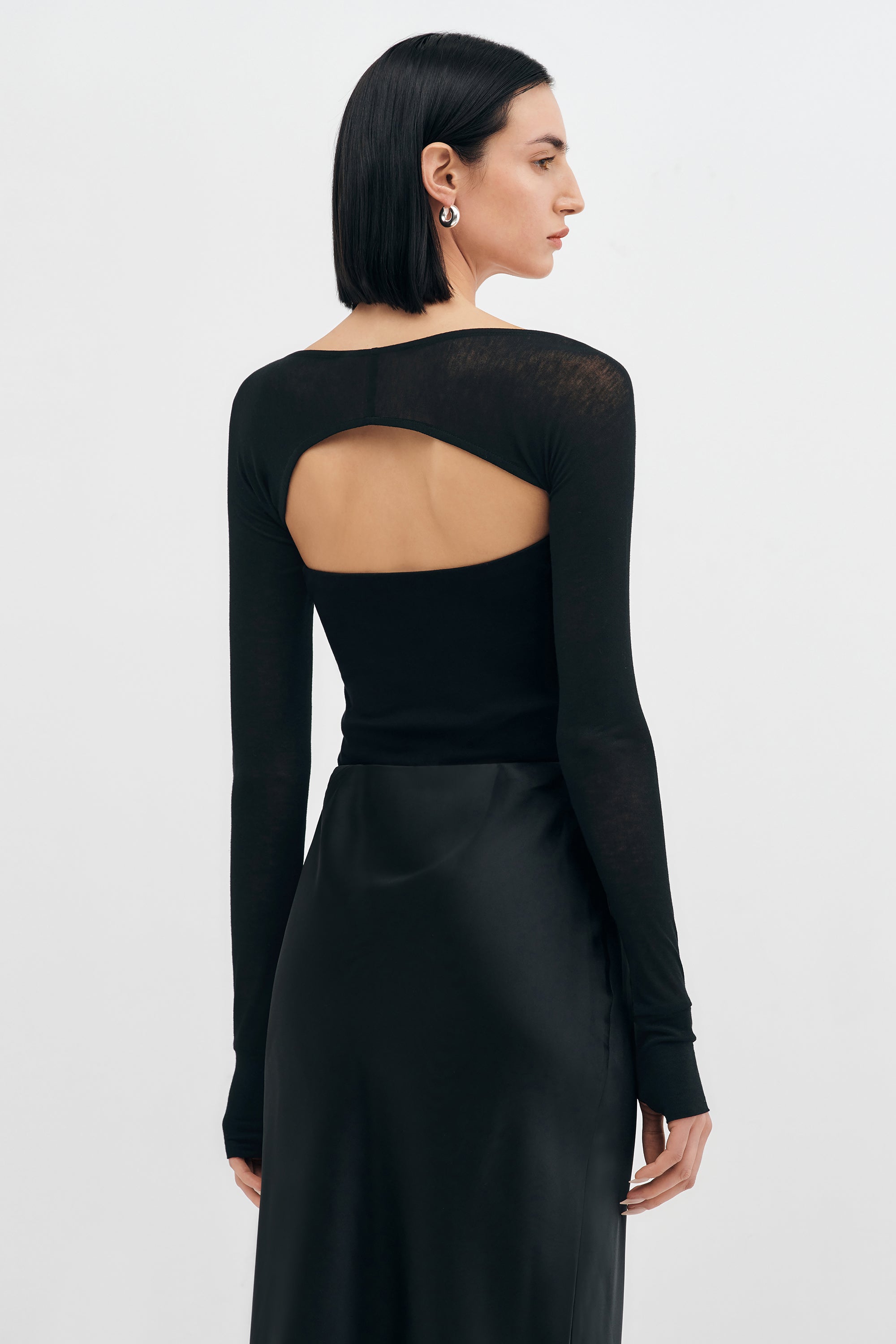 Girlish St.cecilia BOLERO 黒 Anissa Bolero | Black Sheer European Jersey Bolero