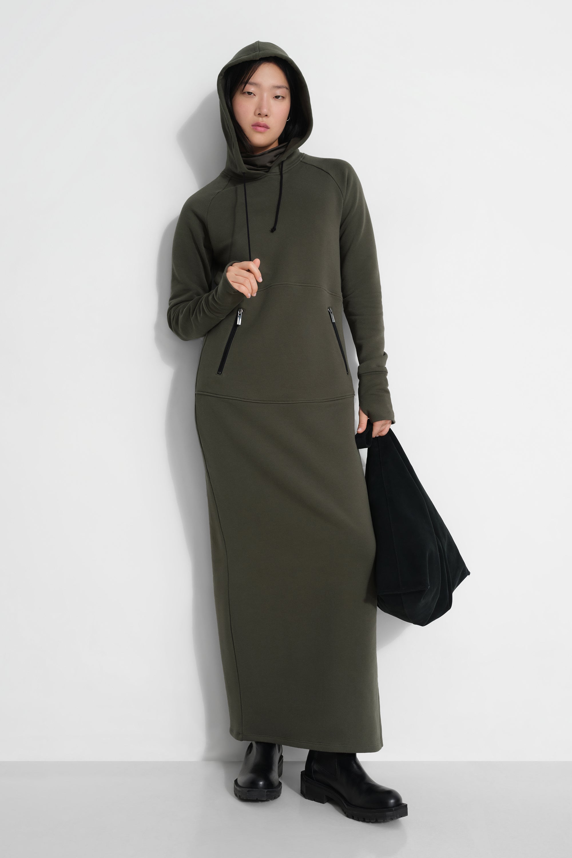 Elba Sweatshirt Dress | Green Midweight French Terry Maxi