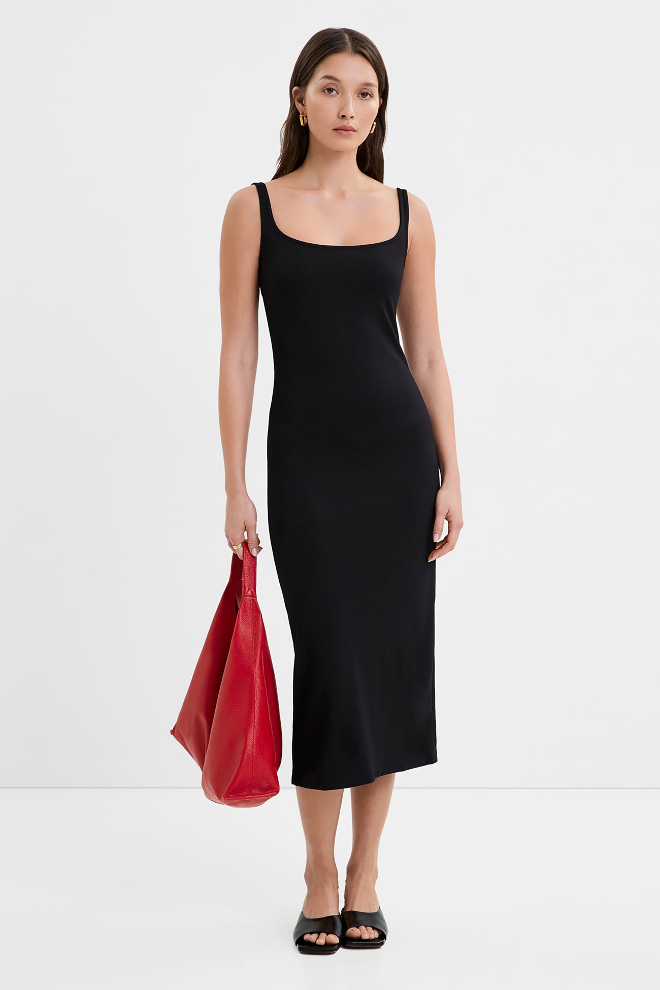 【新品】TODAYFUL Keyneck Pencil Dress DBR 36 Black Sleeveless Midi Pencil Dress - Ashley Dress | Marcella