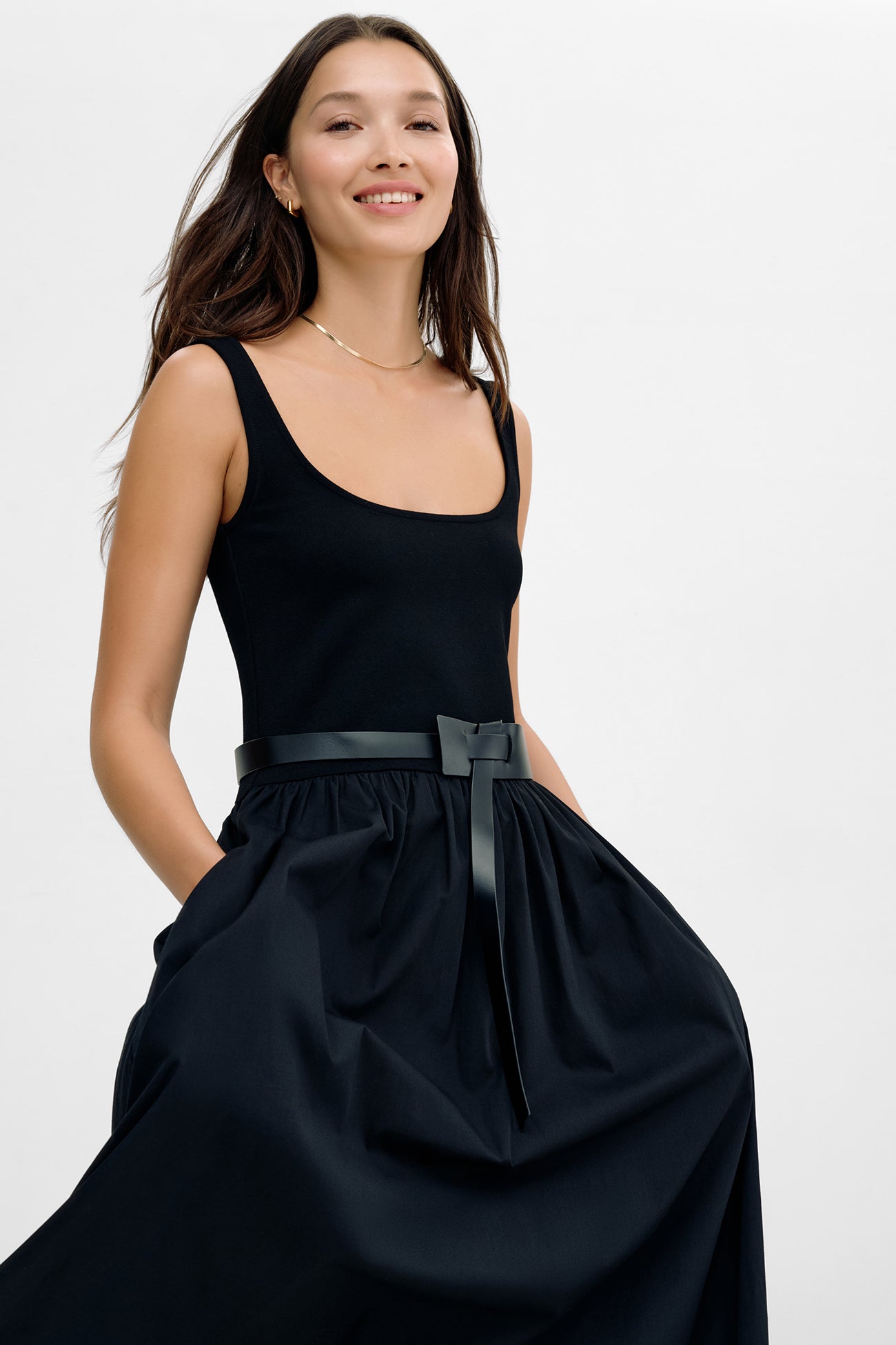 Women's Black Cotton Midi Dress | Marcella Women's Black Cotton Midi Dress | Marcella