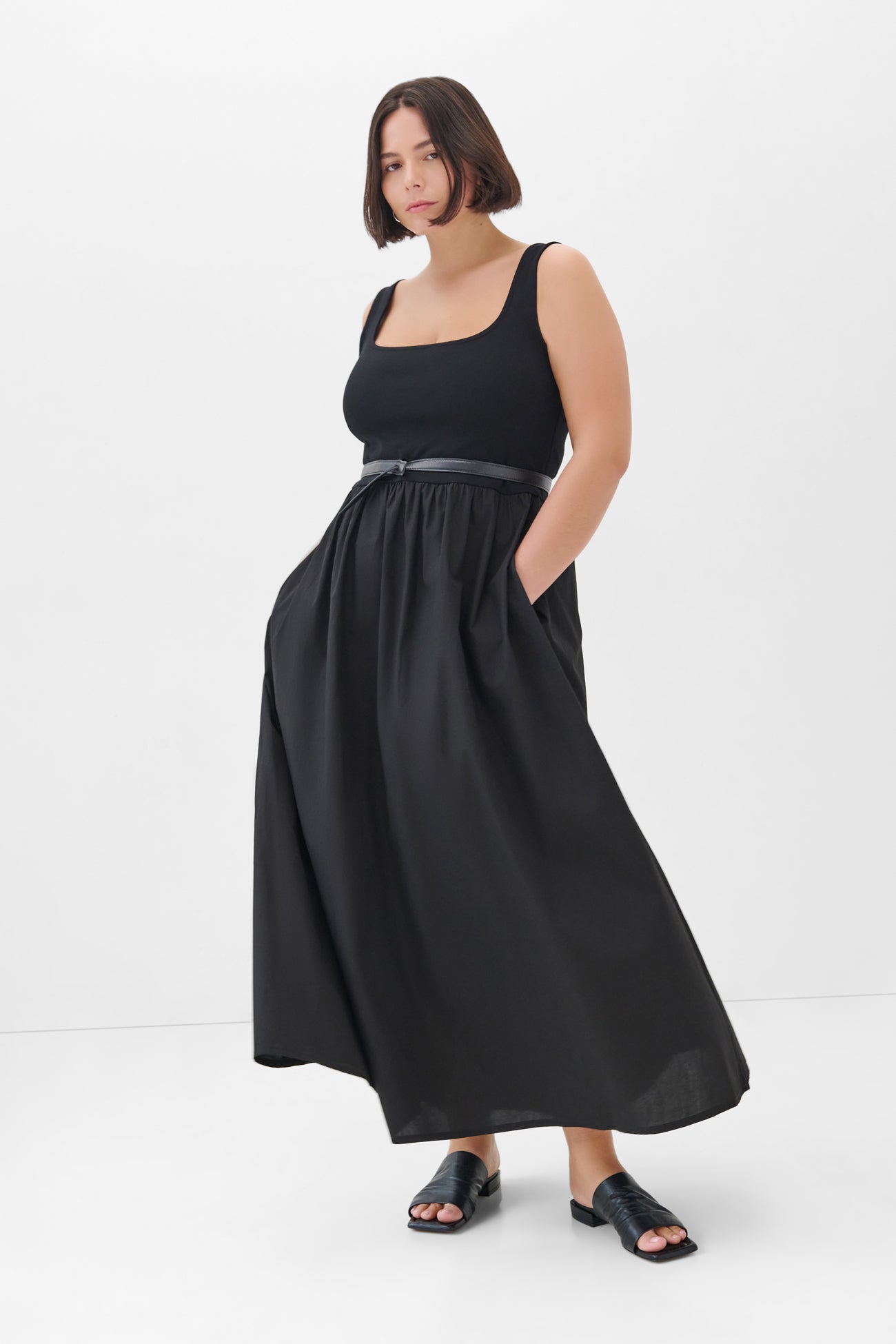Women's Black Cotton Midi Dress | Marcella Women's Black Cotton Midi Dress | Marcella