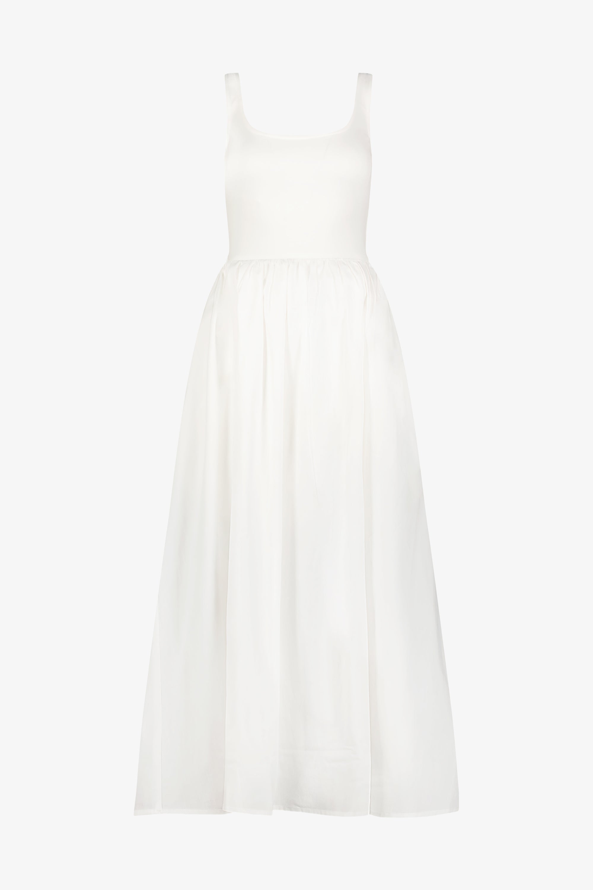 Clara Dress | White Cotton Poplin & Ponte Maxi Dress