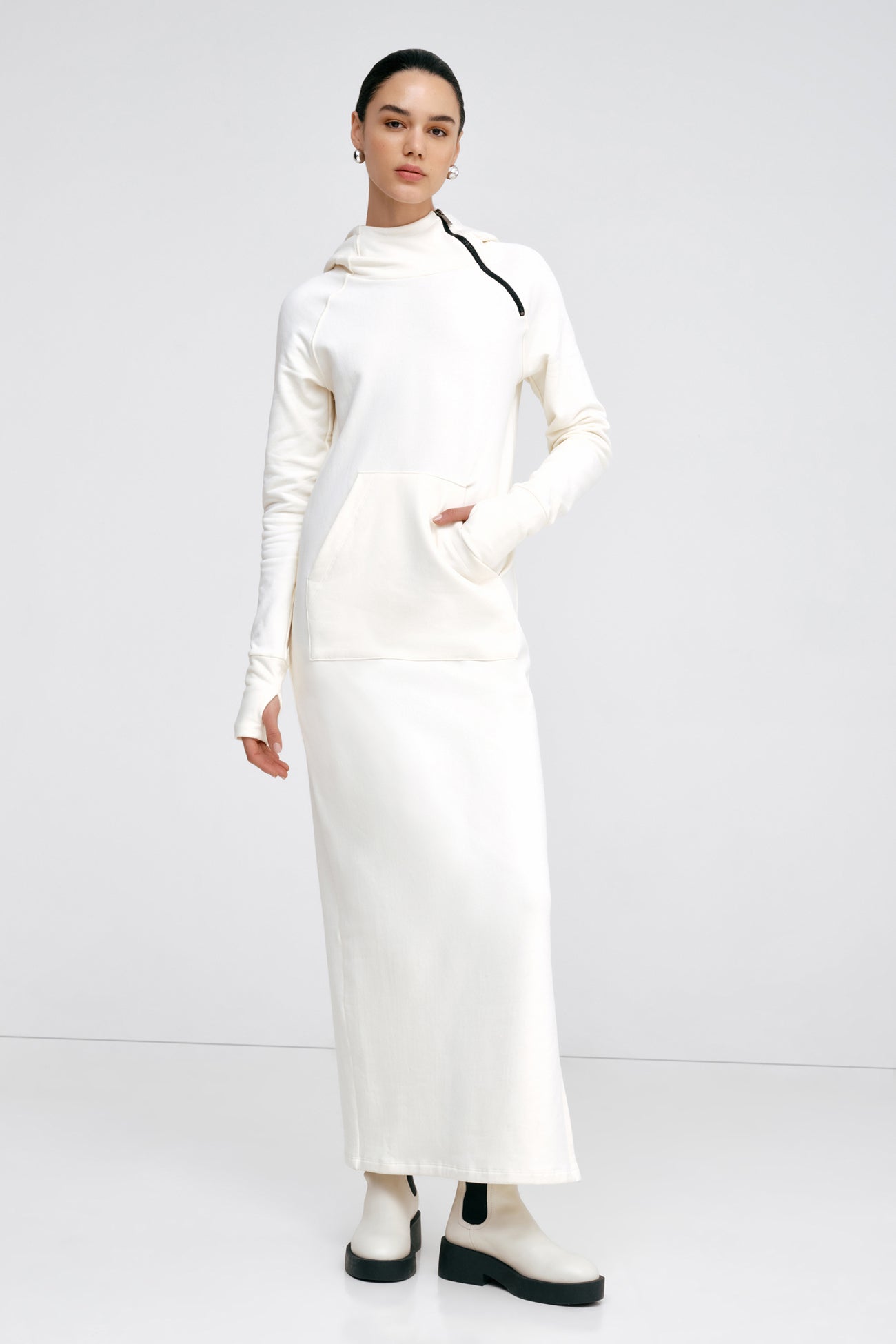 Marcella | Tompkins Long Sleeve Sweatshirt Dress in Fog | Women's Size XS | Midweight French Terry | Spring And Summer Clothing Marcella | Tompkins Long Sleeve Sweatshirt Dress in Fog | Women's Size XS | Midweight French Terry | Spring And Summer Clothing