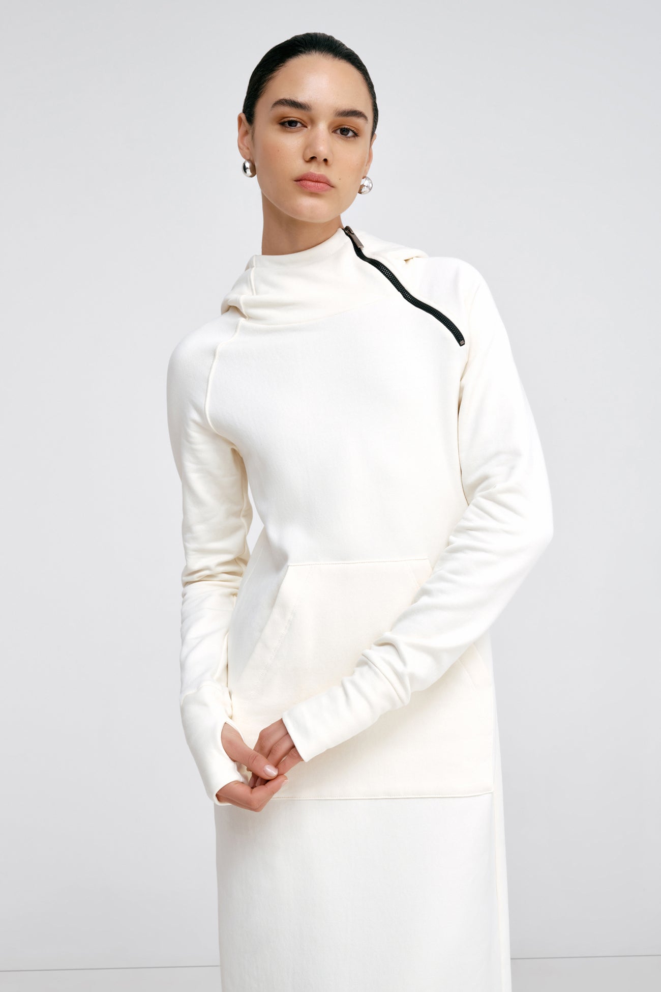 Marcella | Tompkins Long Sleeve Sweatshirt Dress in Cream | Women's Size 2XL | Midweight French Terry | Spring and Summer Clothing Marcella | Tompkins Long Sleeve Sweatshirt Dress in Cream | Women's Size 2XL | Midweight French Terry | Spring and Summer Clothing